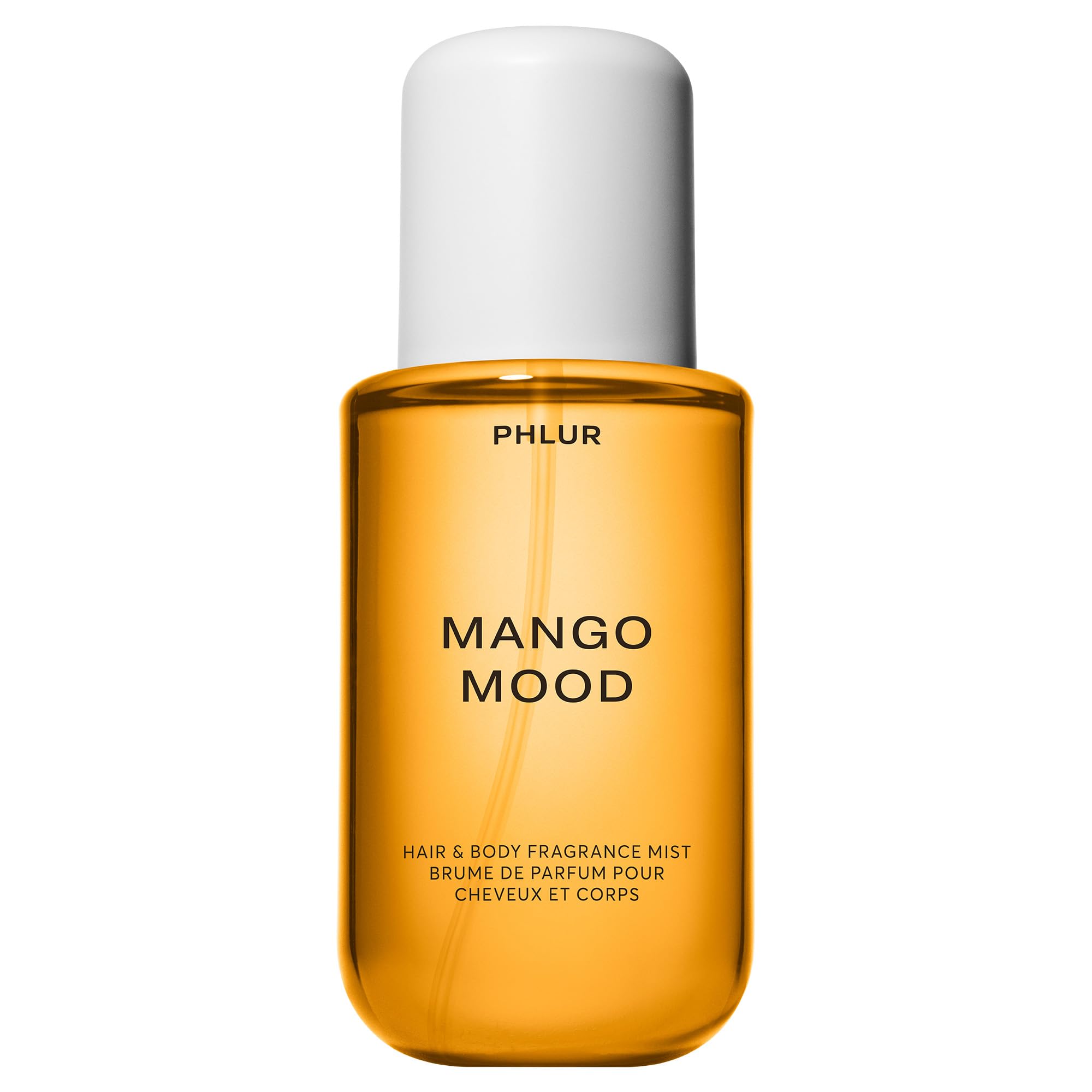 PHLUR Mango Mood bottle front view highlighting vibrant branding for a refreshing fragrance