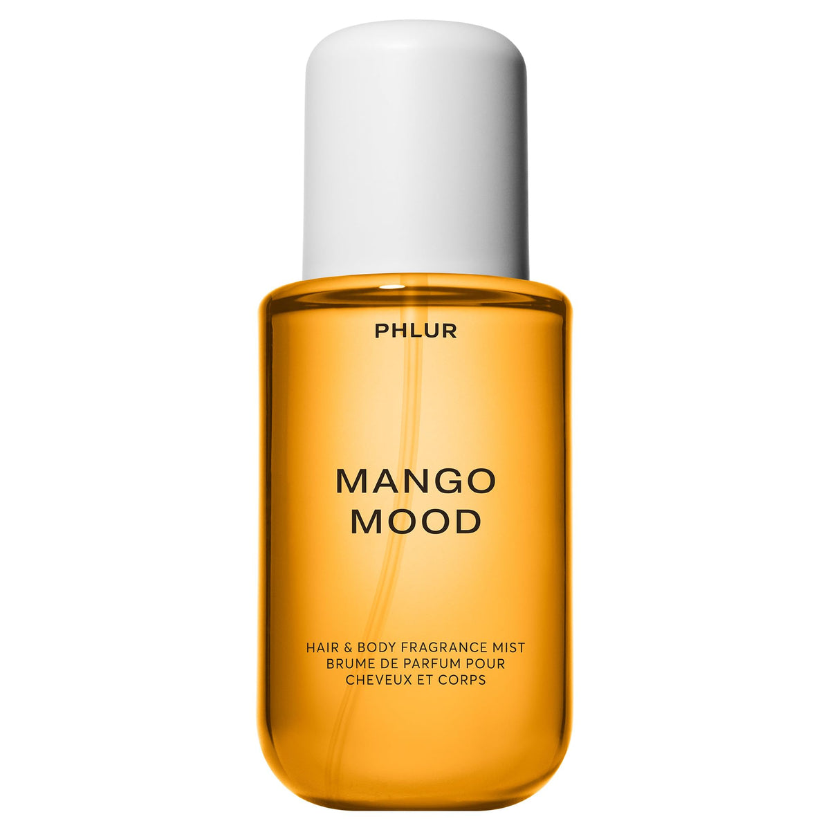 PHLUR Mango Mood bottle front view highlighting vibrant branding for a refreshing fragrance