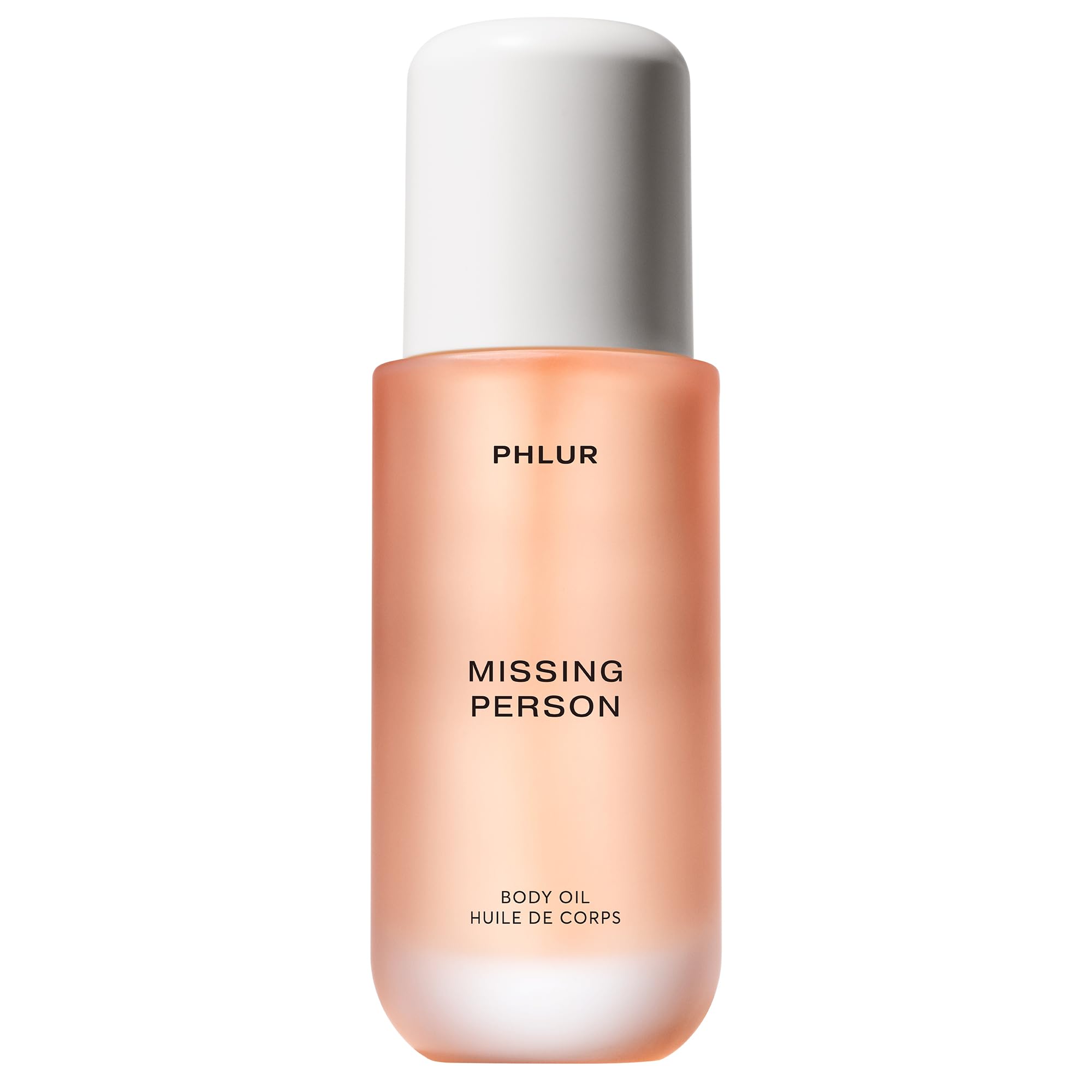 PHLUR Missing Person body oil bottle for lightweight nourishment.