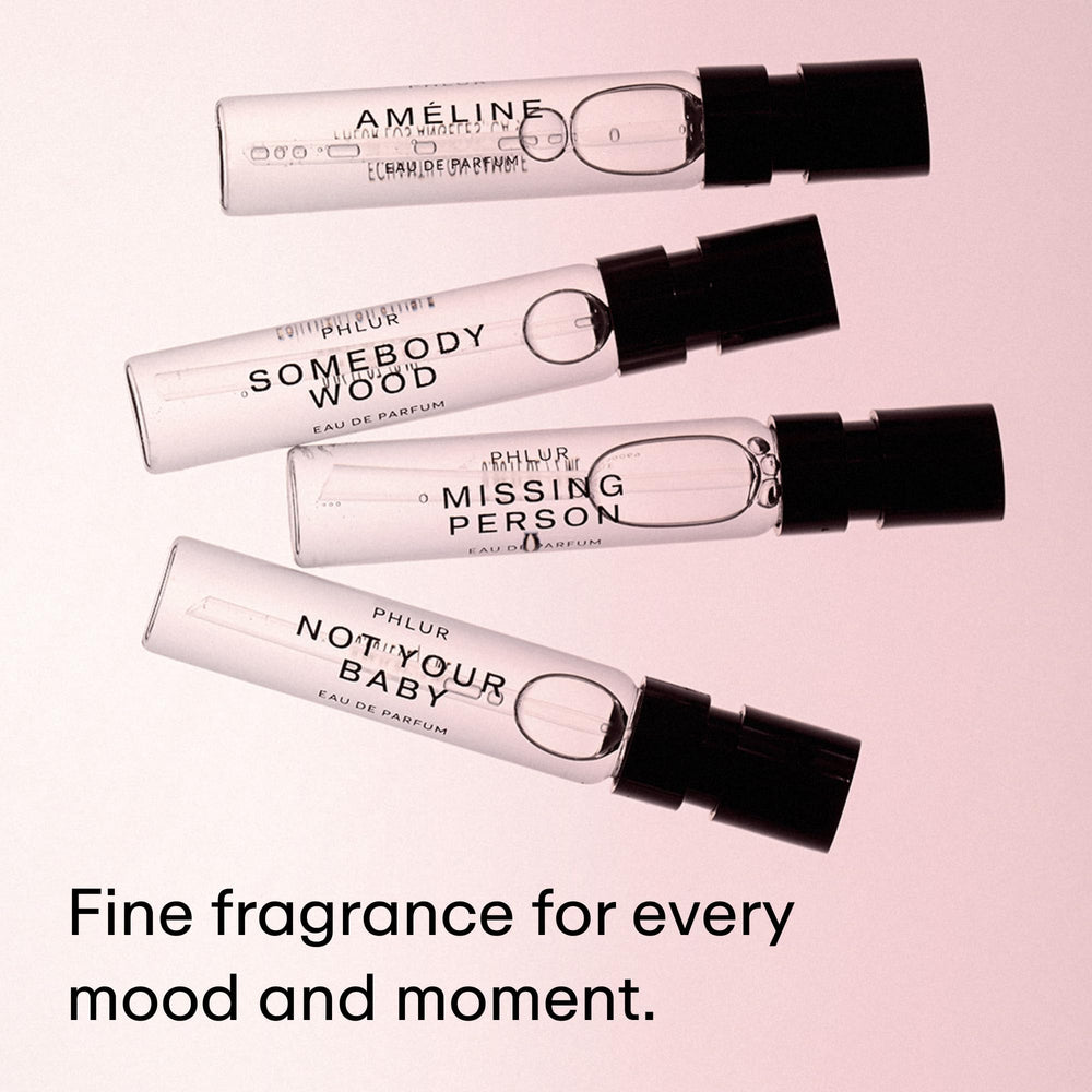 PHLUR sample vials 2ml collection enables quick testing of multiple scents.