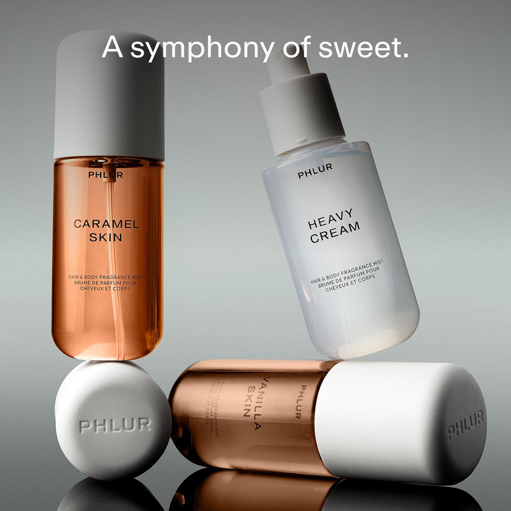 PHLUR Sweet Skin Trio Caramel Skin bottle—brown sugar and sandalwood.
