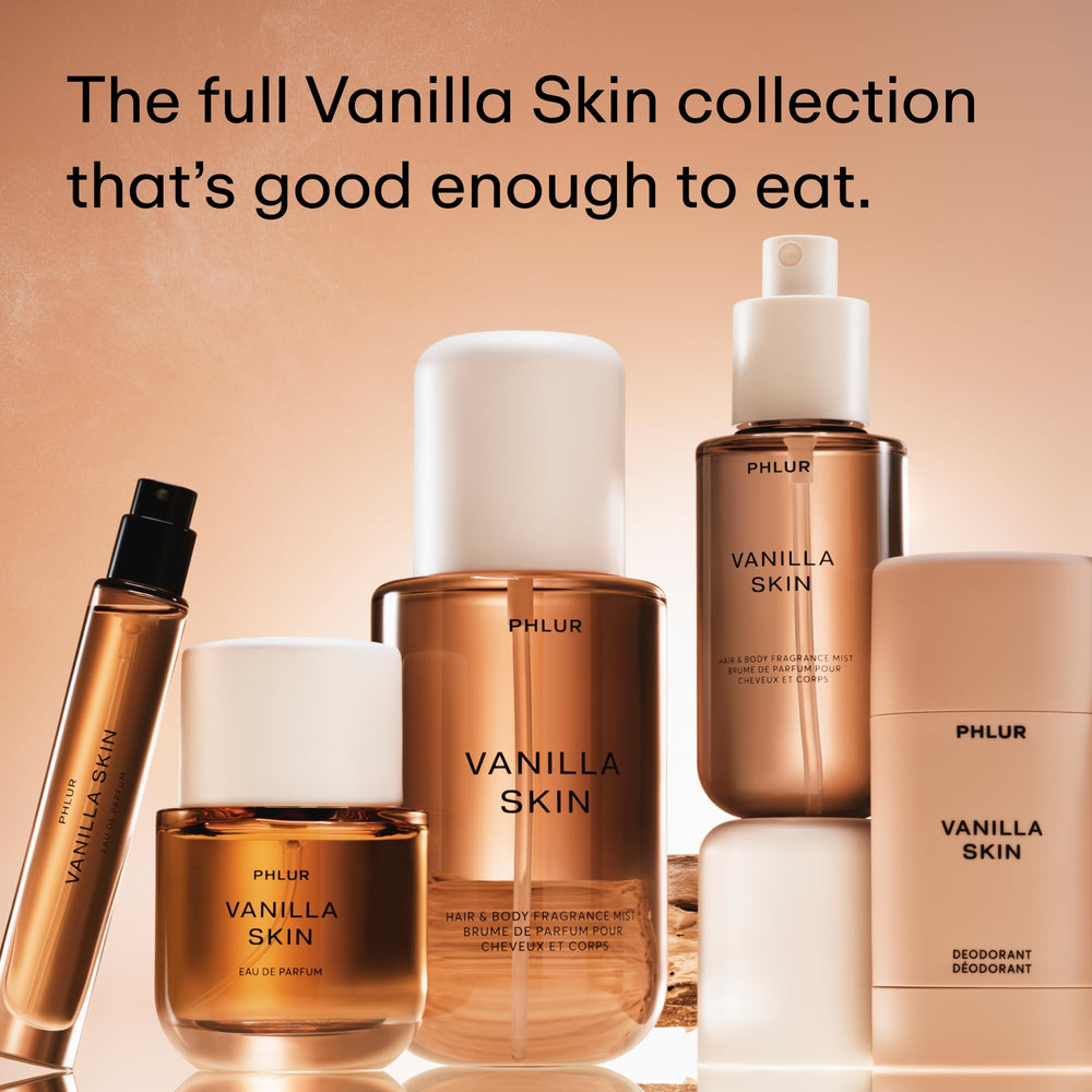 PHLUR Vanilla Skin base-notes vanilla and sandalwood for warm, lasting scent.