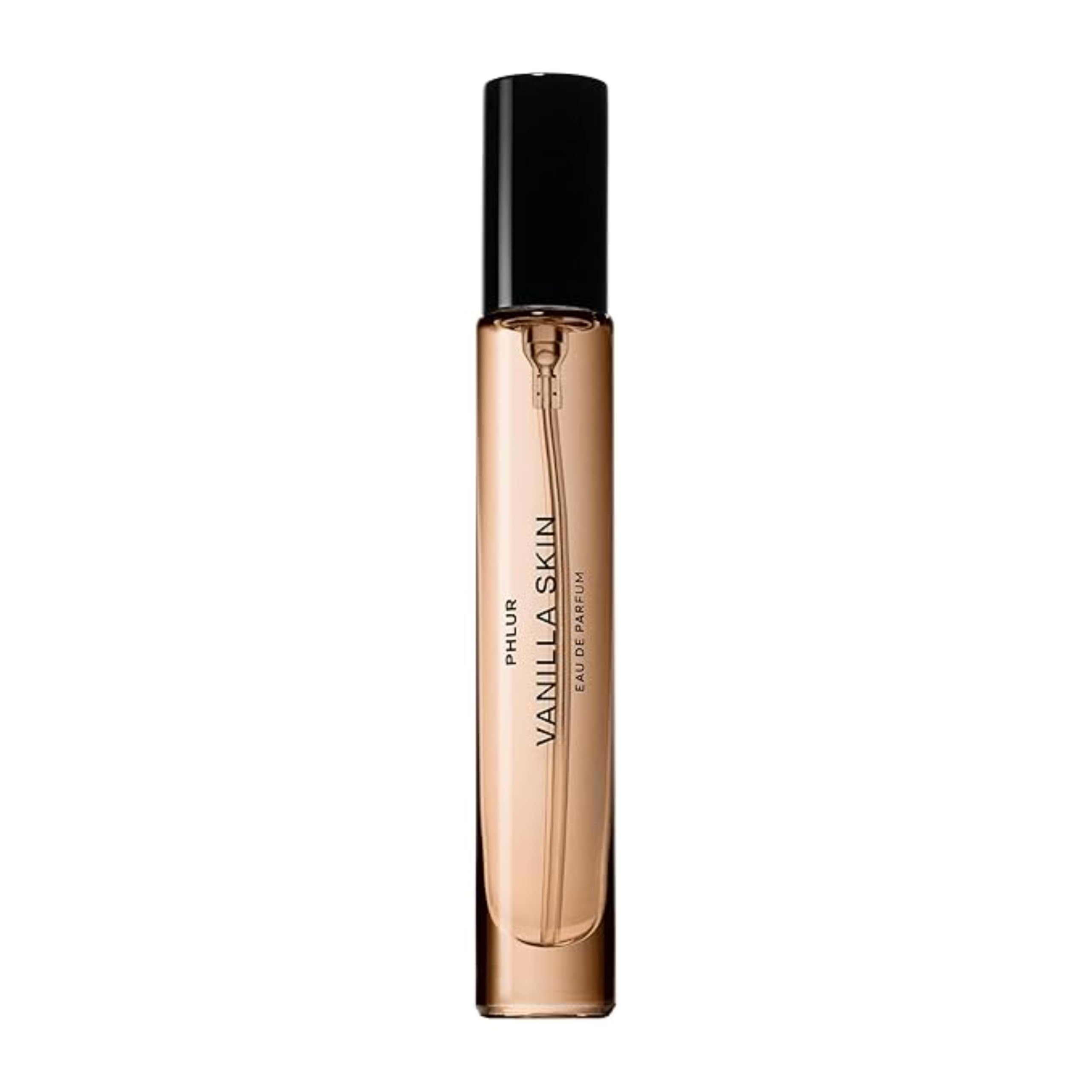 PHLUR Vanilla Skin bottle closeup emphasizes creamy vanilla with spice for daily wear.