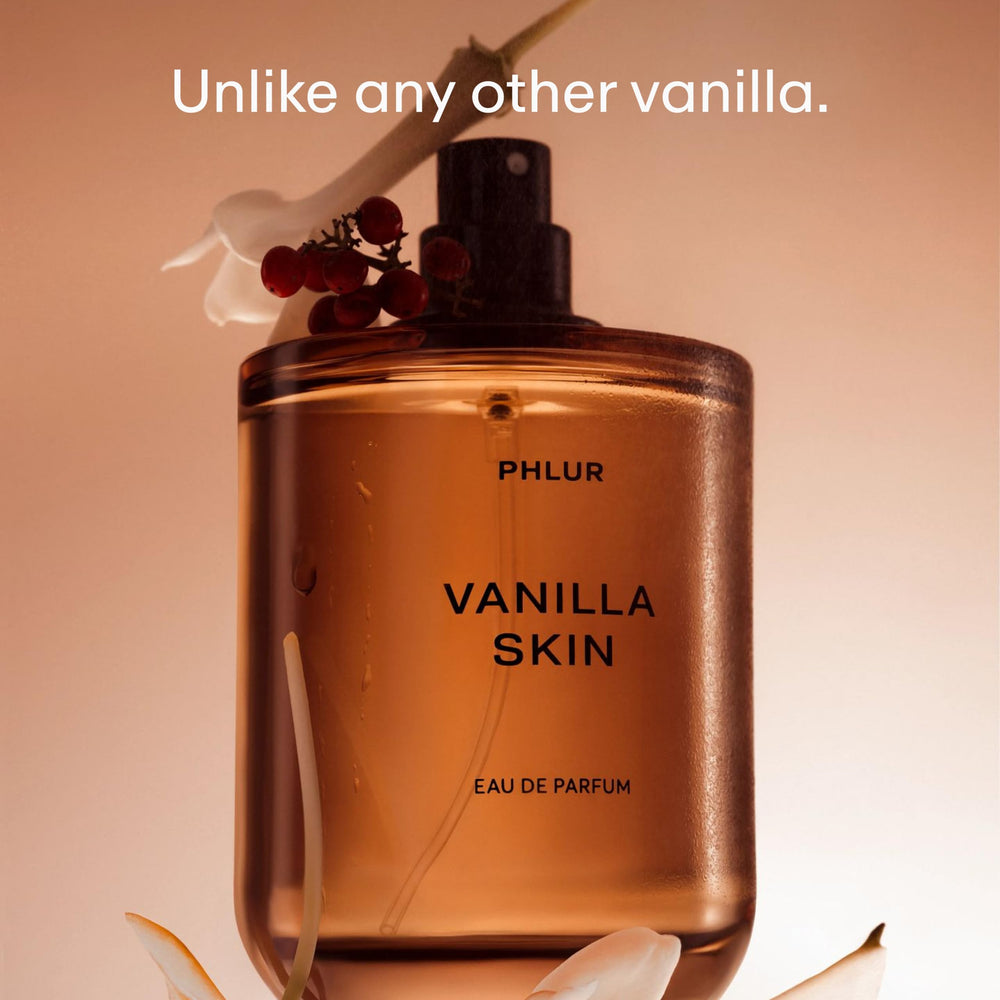 PHLUR Vanilla Skin cap closeup reveals magnetic lid design and premium packaging