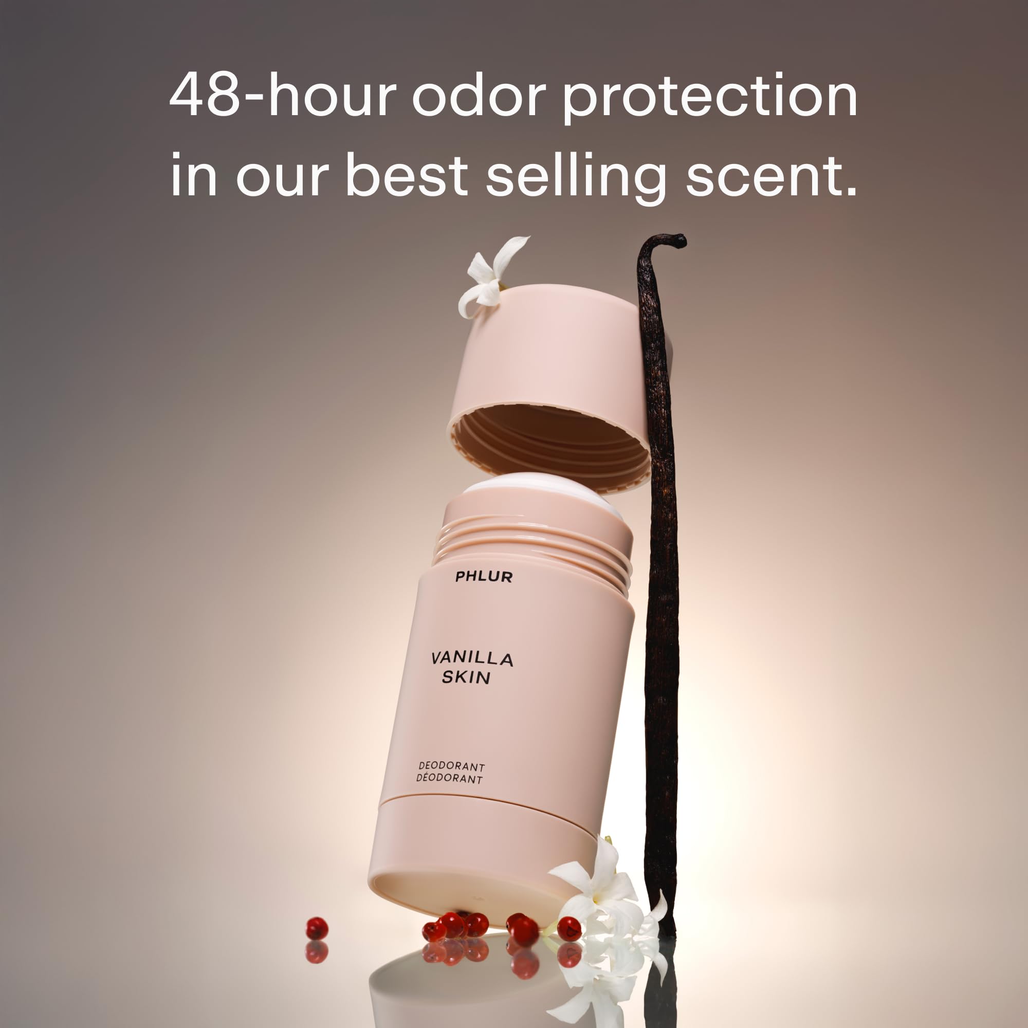 PHLUR Vanilla Skin deodorant application demonstrates smooth, residue-free daily use.