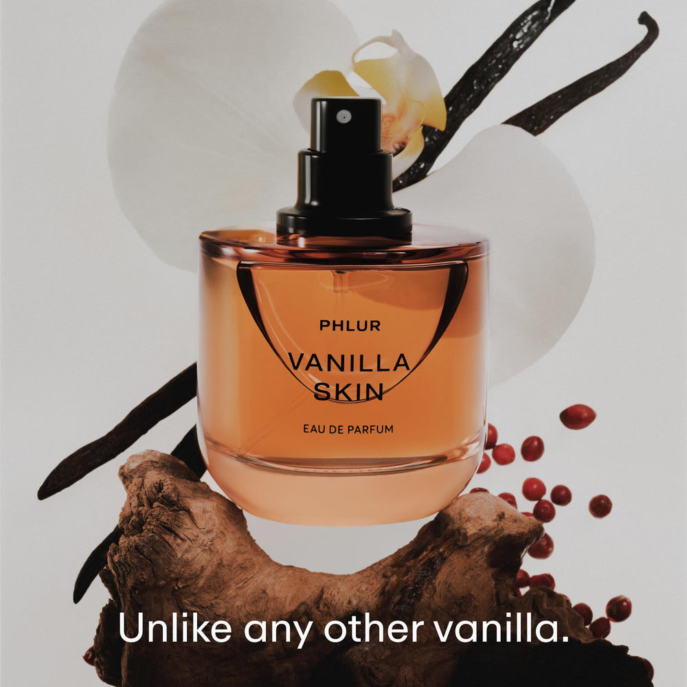 PHLUR Vanilla Skin top notes highlight pink pepper for a bright, energizing opening