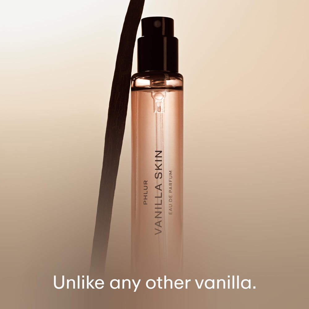 PHLUR Vanilla Skin travel-size packaging ready for carry-on fragrance rituals.
