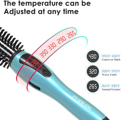PHOEBE anti-scald nylon bristles with long cool tip for safe styling.