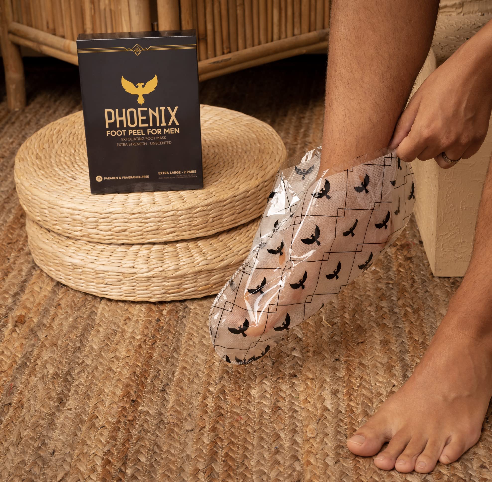 Phoenix Foot Peel for Men packaging closeup highlights value pack.