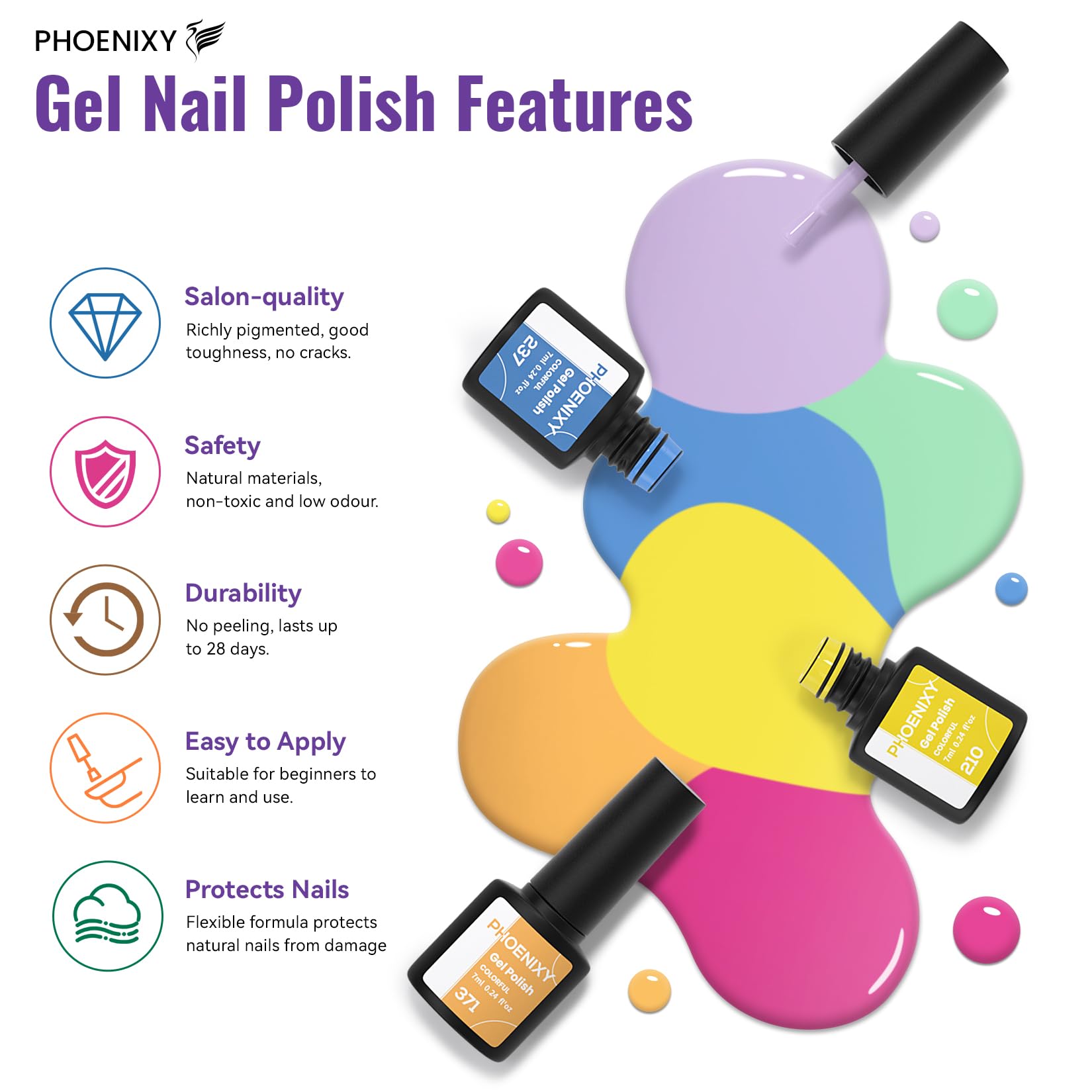 Phoenixy botanical gel colors offer low odor and rich, durable finishes