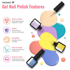 Phoenixy color swatches display 55 colours for chic nail art inspiration