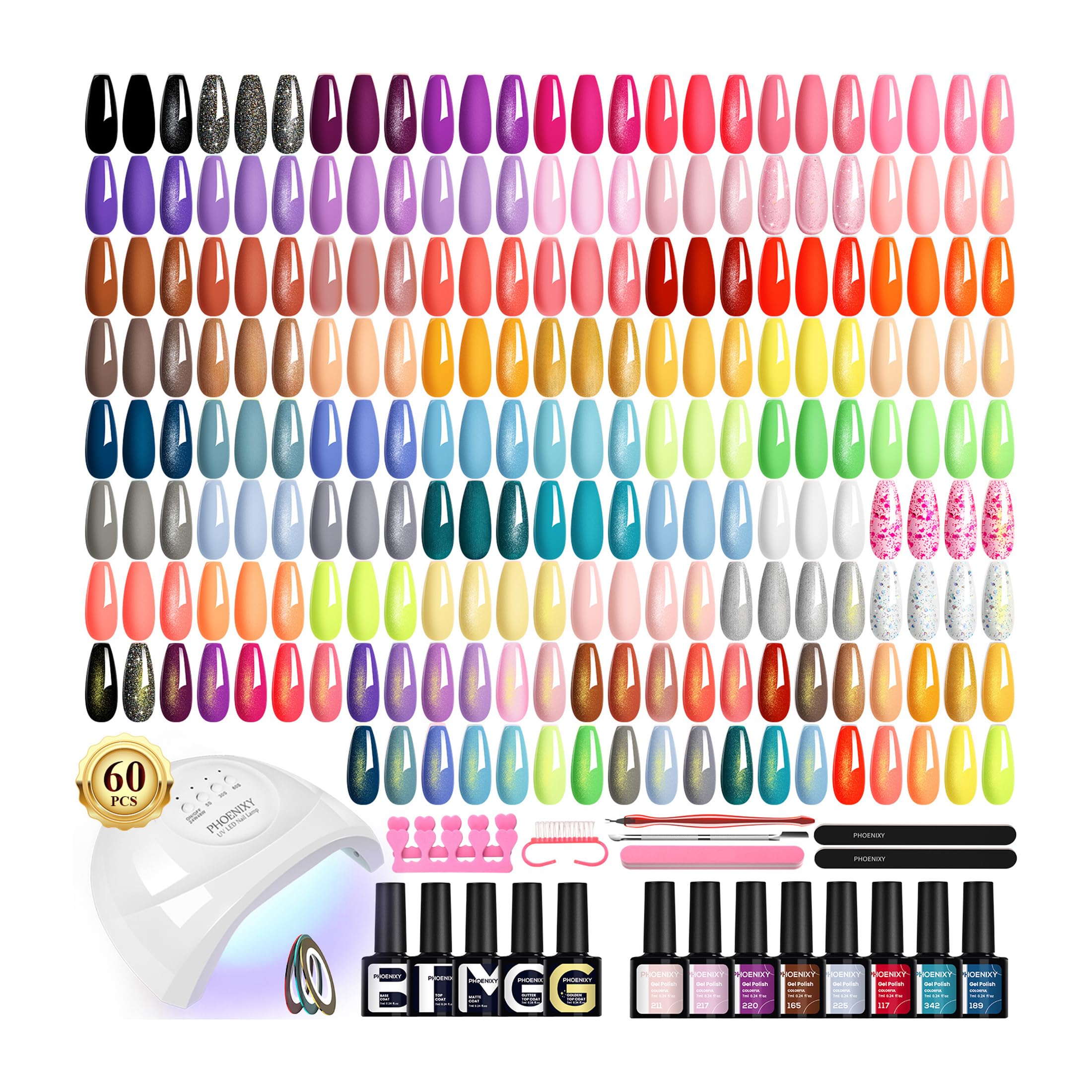 Phoenixy gel nail polish kit with 55 colours for versatile at-home manicures