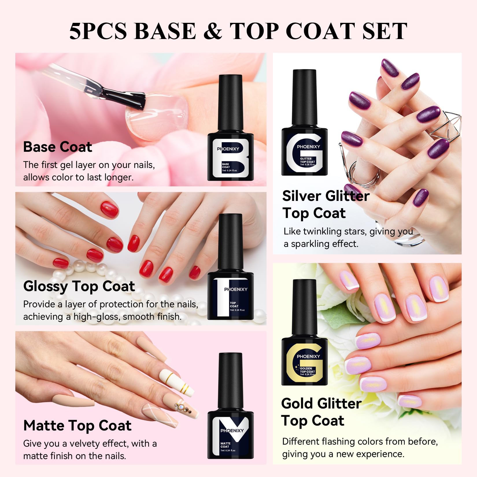 Phoenixy matte top coat bottle offers chic matte finish