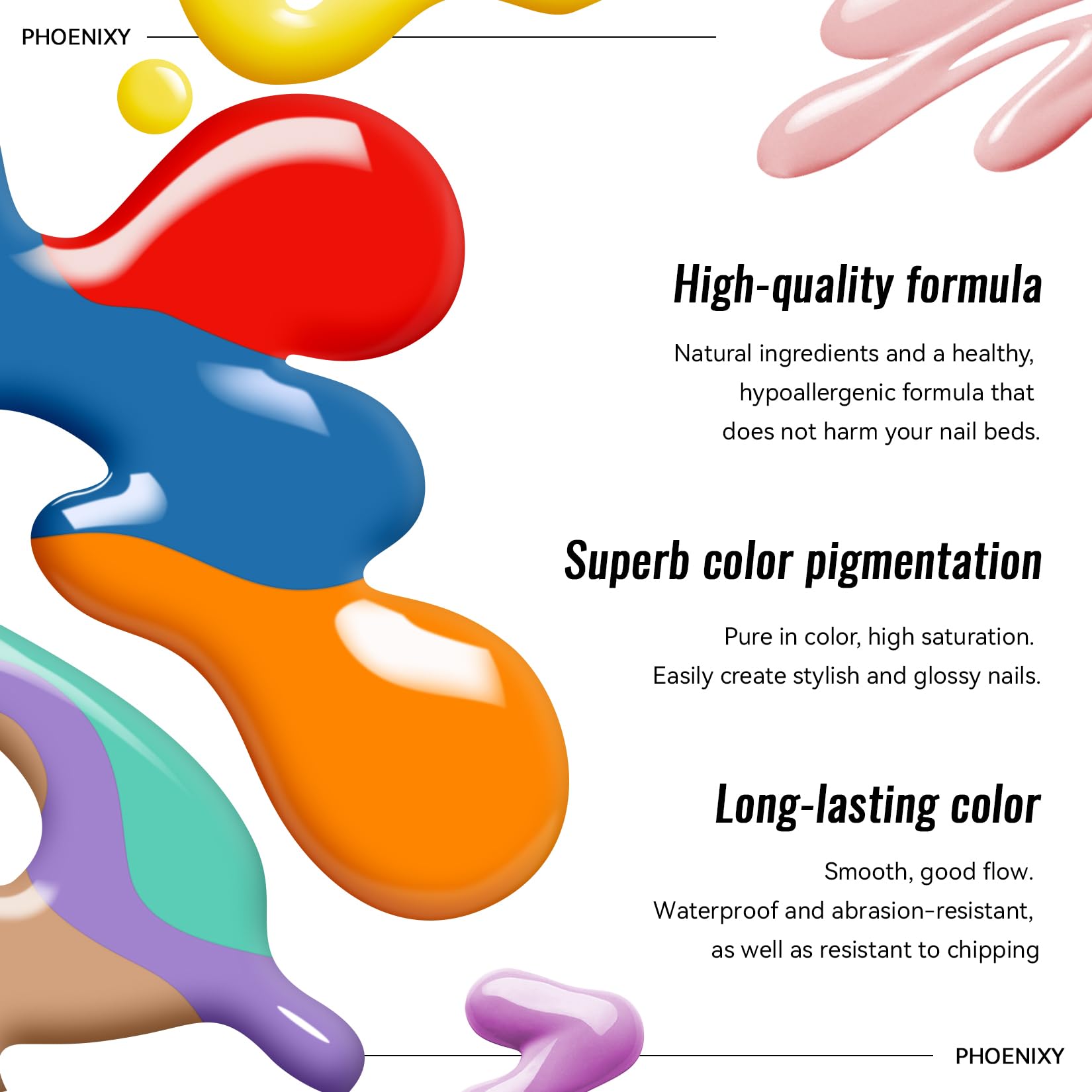 Phoenixy nail art decorations arranged for creative DIY designs.