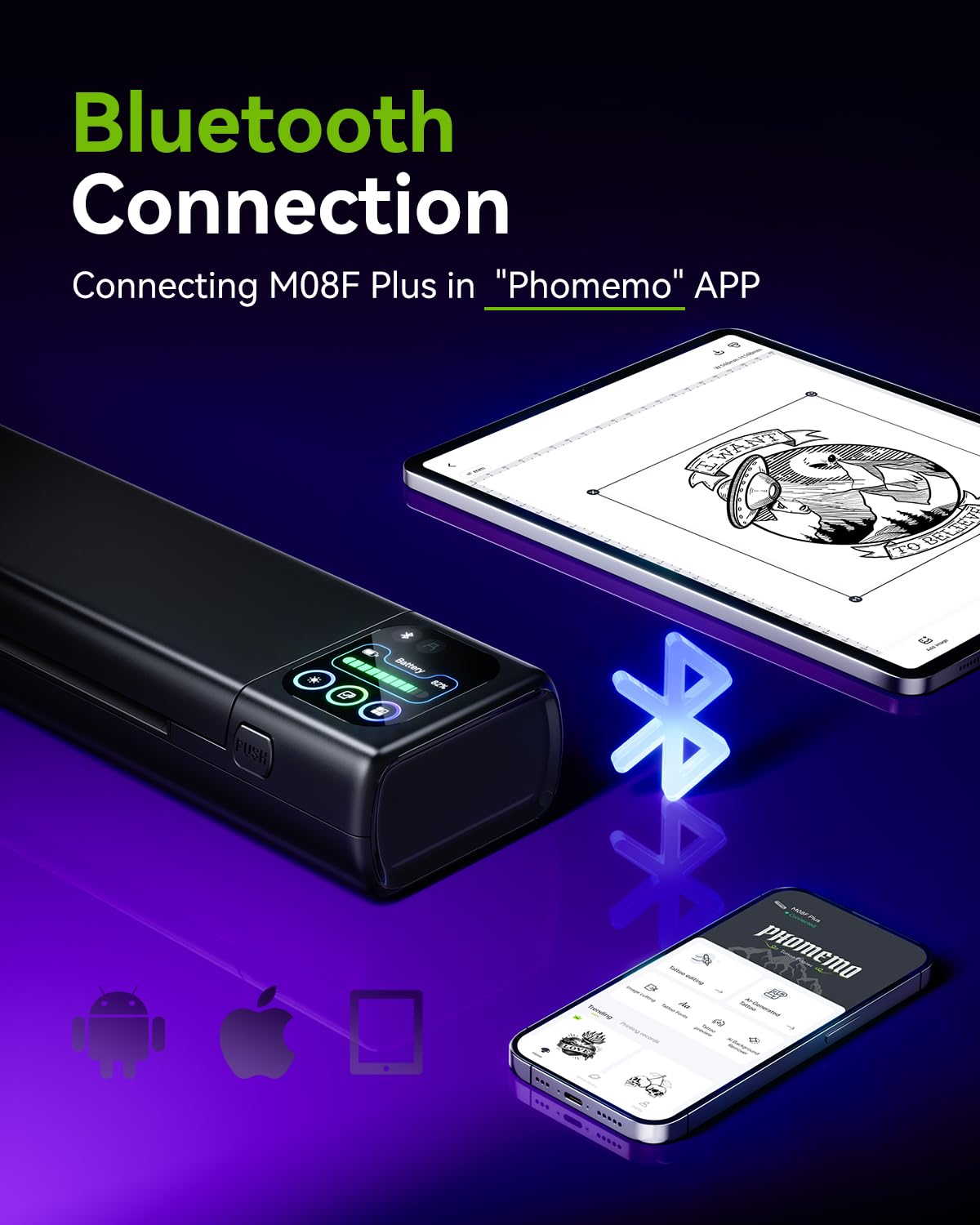 Phomemo M08F Plus transfer paper pack shown as essential starter supplies.