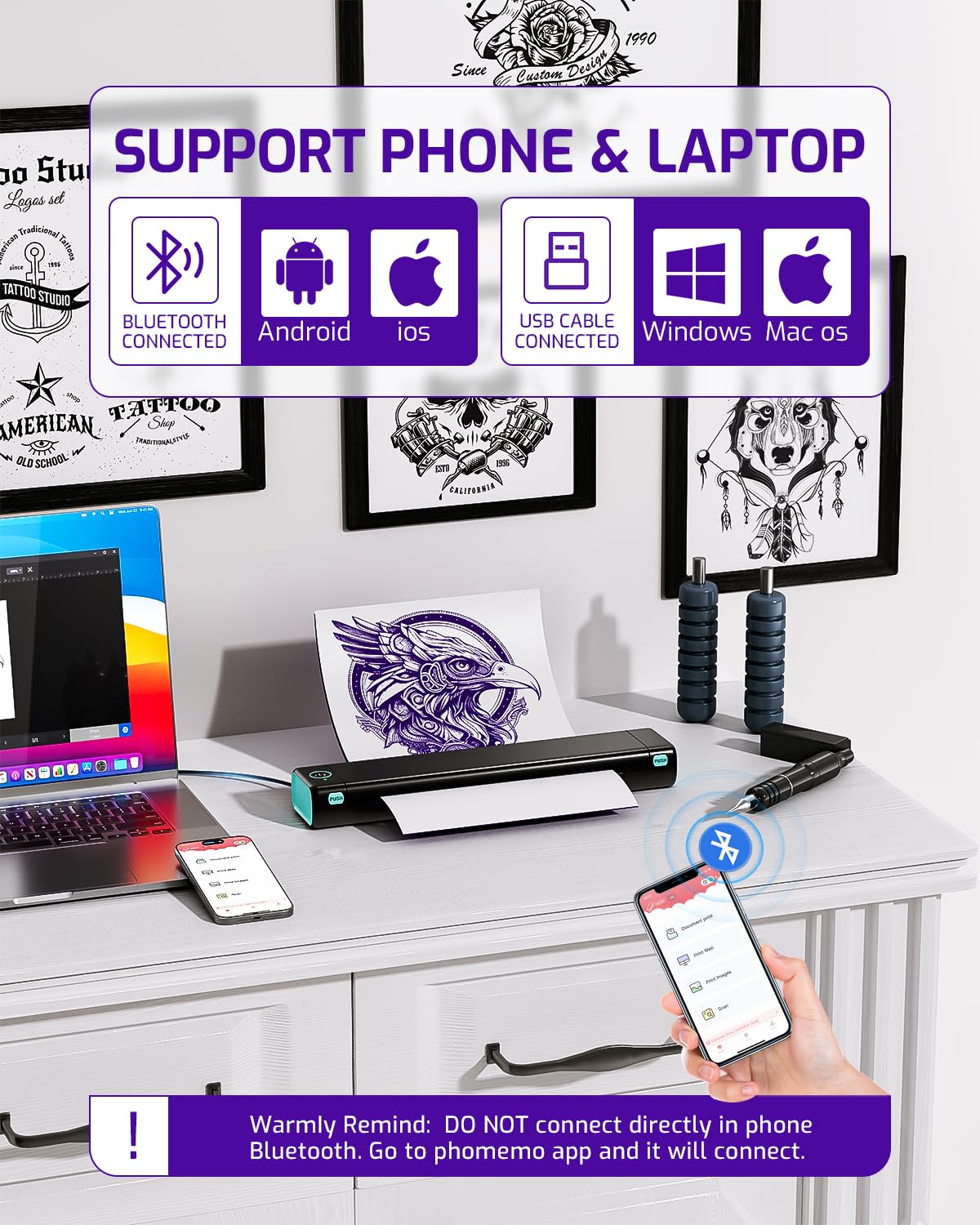 Phomemo M08F portable design highlights two-pound body ideal for travel studios.