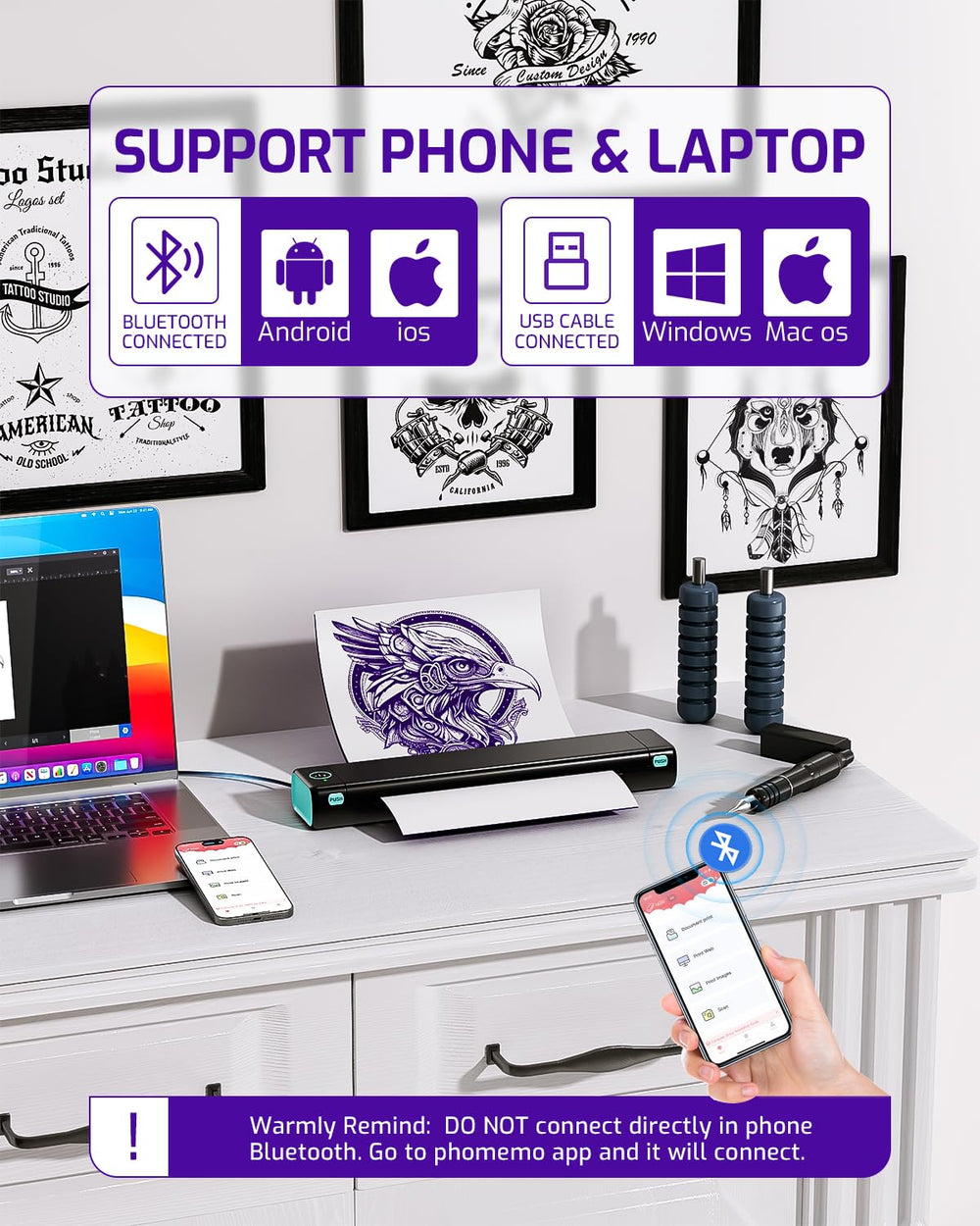 Phomemo M08F portable design highlights two-pound body ideal for travel studios.
