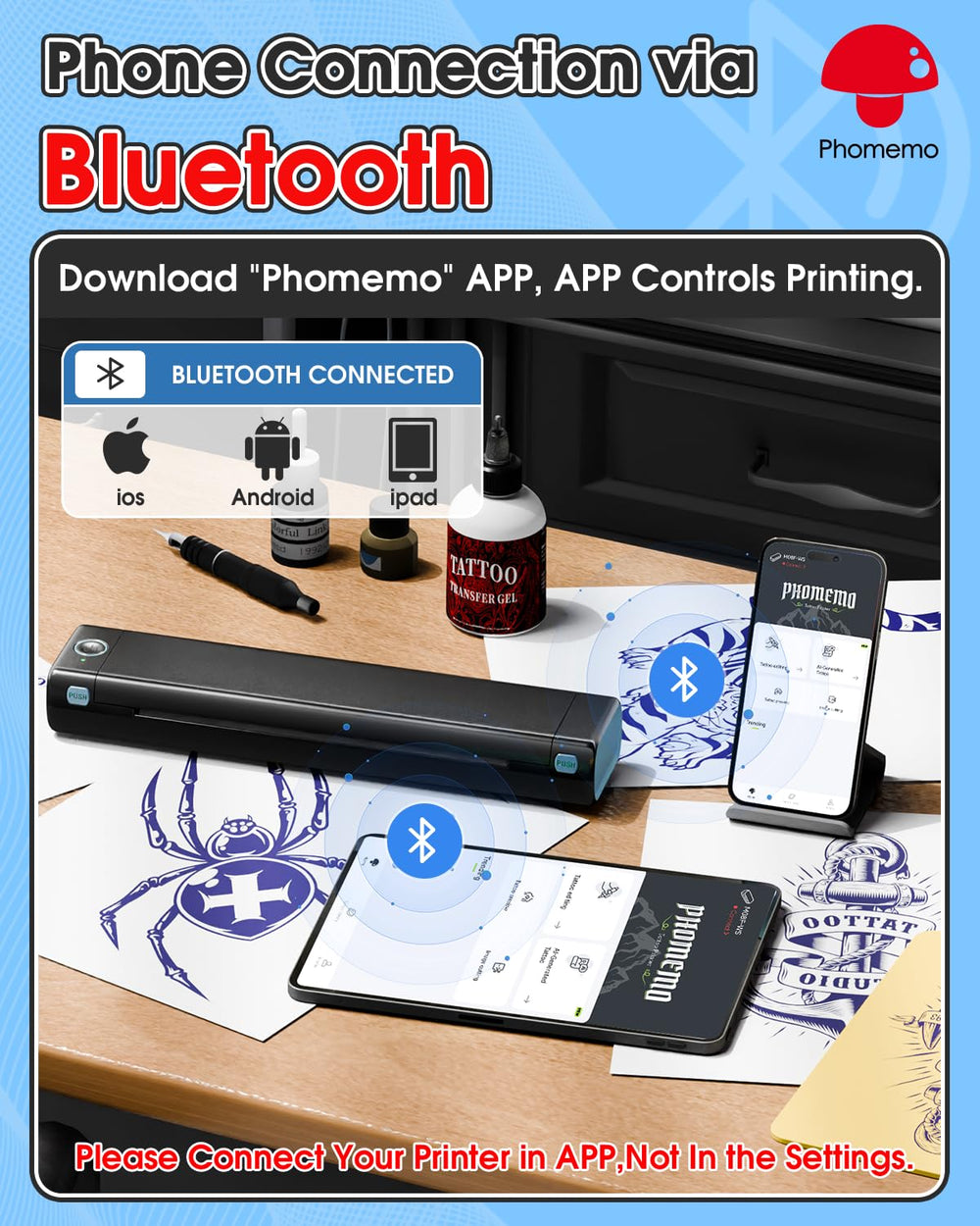 Phomemo M08F 10pcs tattoo paper pack ready for transfers