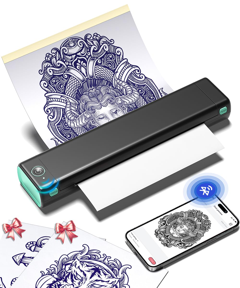 Phomemo M08F tattoo stencil printer front view for portable wireless transfers