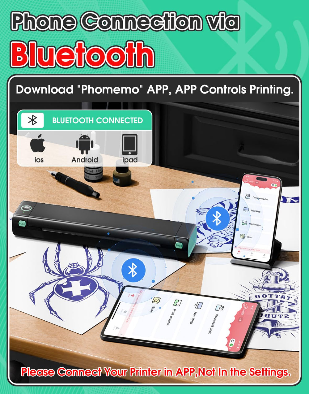 Phomemo tattoo transfer paper pack ready-to-use sheets for clean stencils