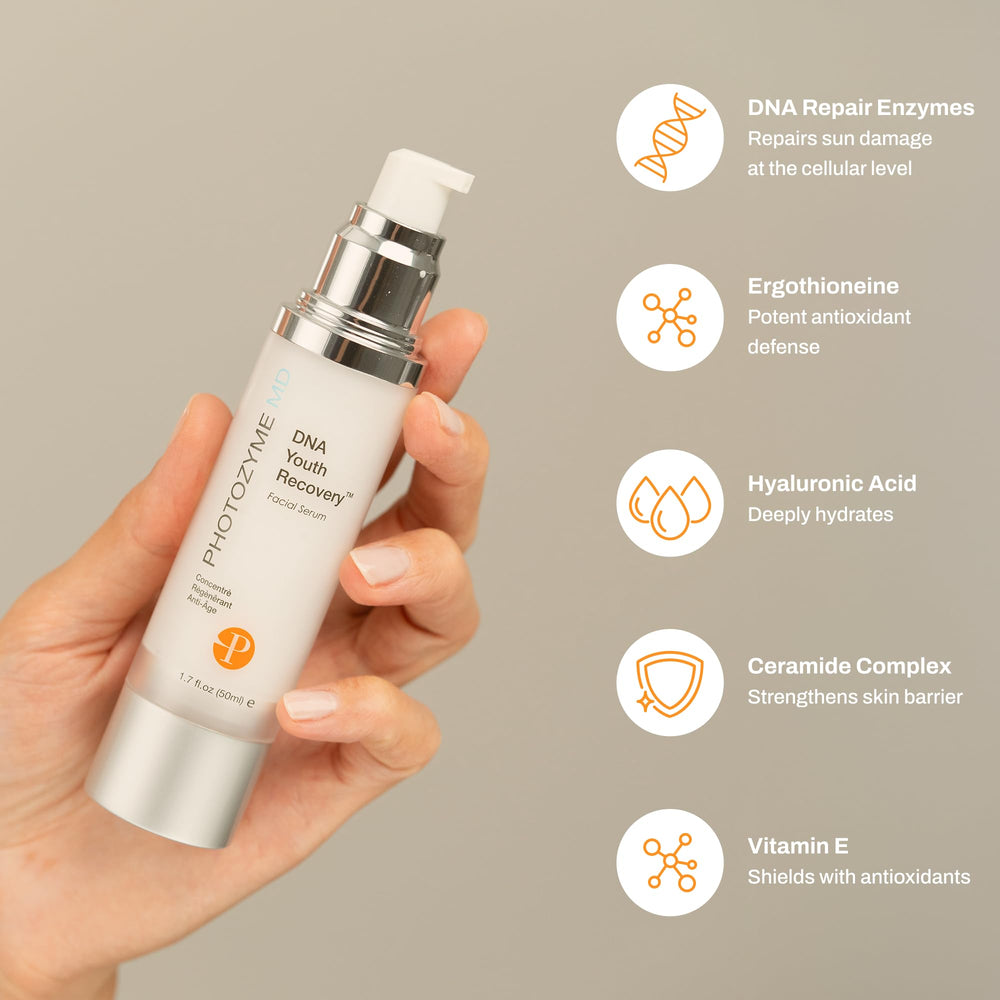 Photozyme DNA Youth Recovery Serum ingredients panel closeup