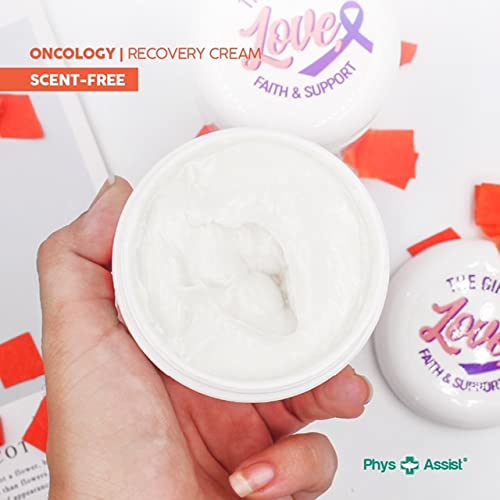 PhysAssist Oncology Recovery Cream being dispensed, fragrance-free and skin-friendly.