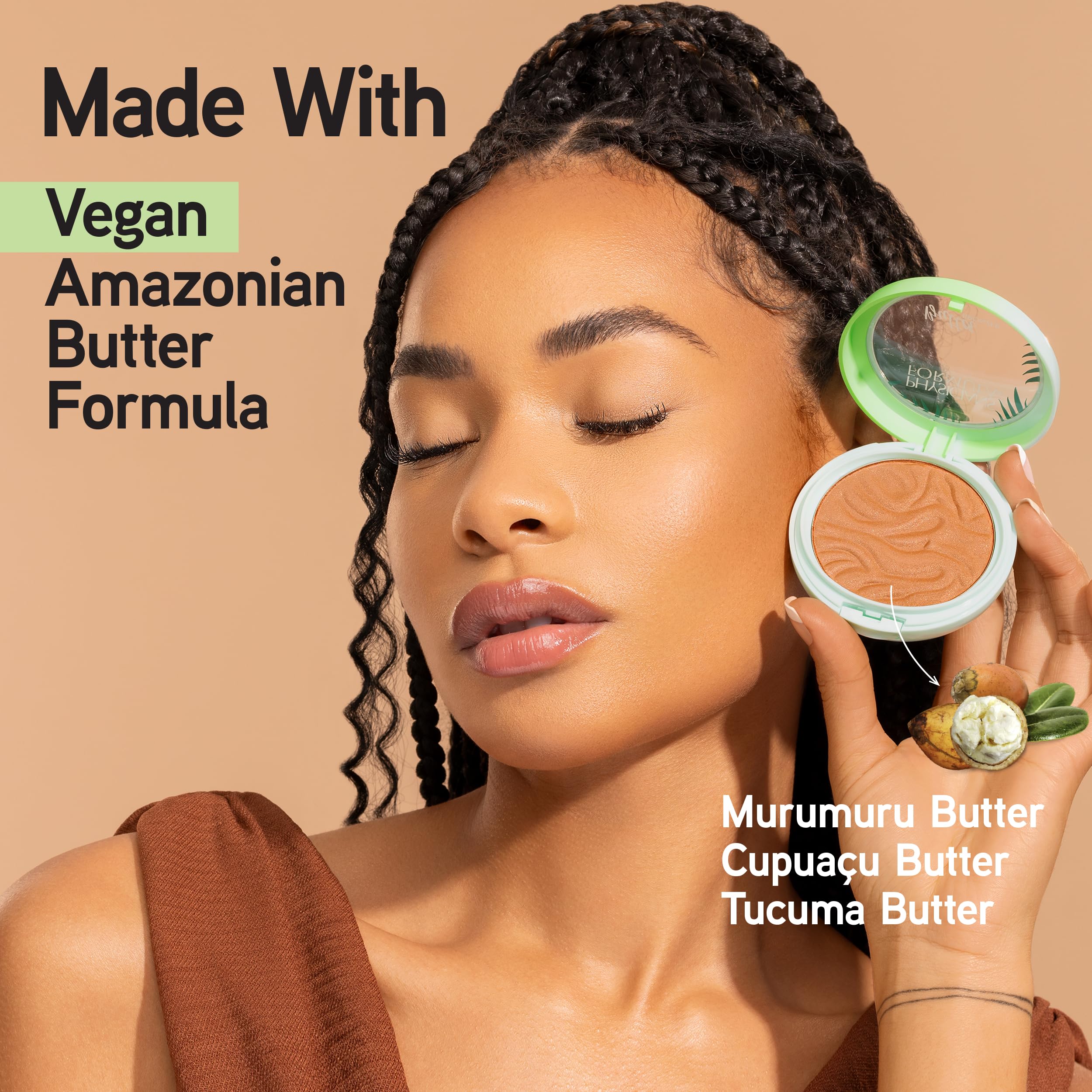 Physicians Formula Brazilian Glow bronzer packaging highlights vegan, cruelty-free appeal for mindful beauty.