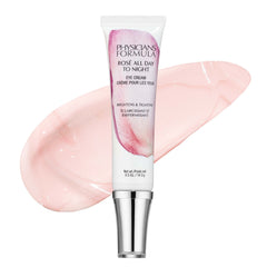 Physicians Formula Rosé All Day Eye Cream bottle closeup showing antioxidant protection for under-eye skin