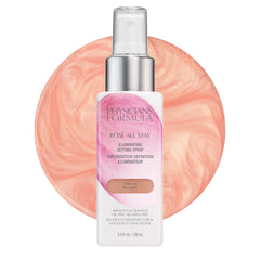 Physicians Formula Rosé All Stay setting spray bottle for a luminous, long-lasting finish.