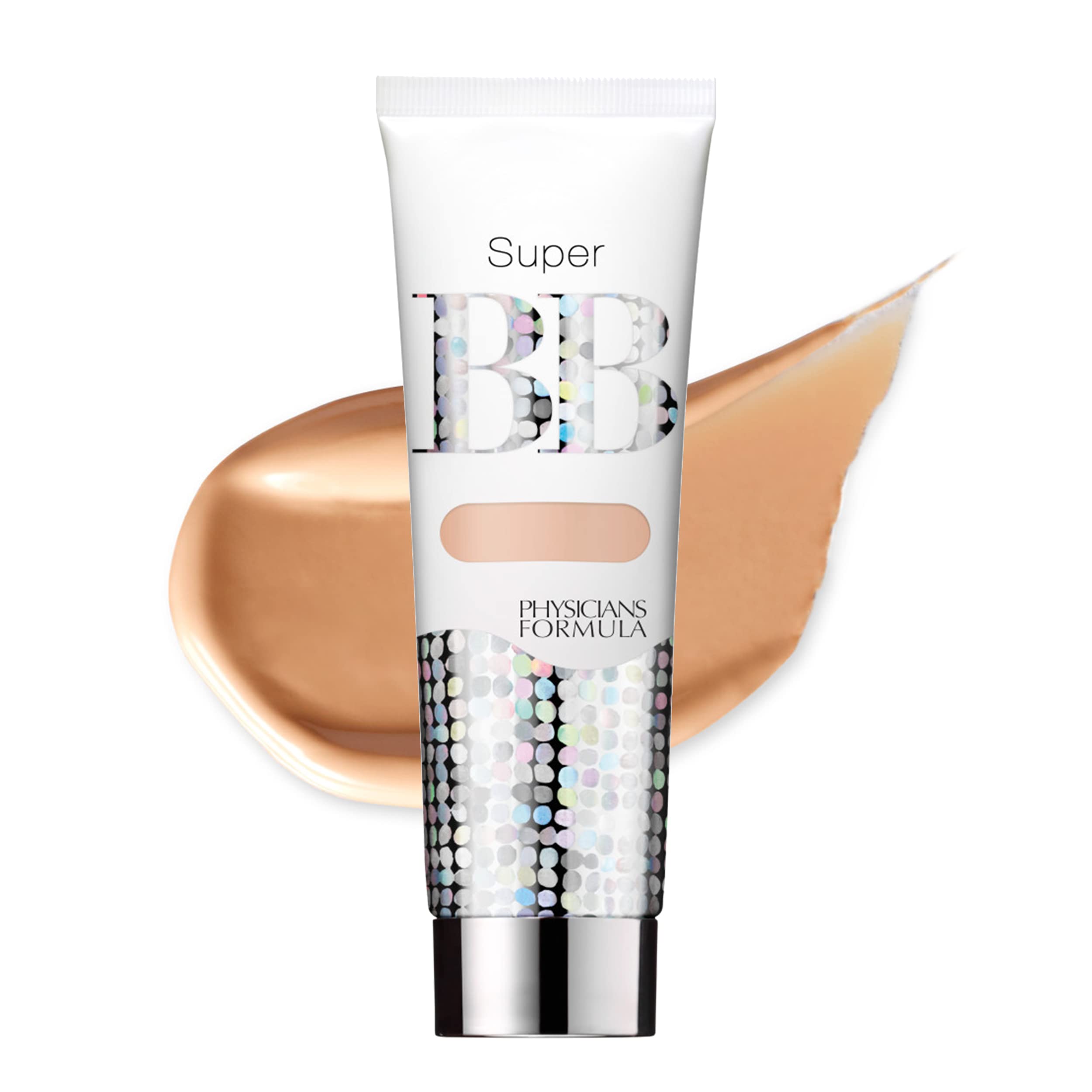 Physicians Formula Super BB Cream bottle shows lightweight moisture and coverage.