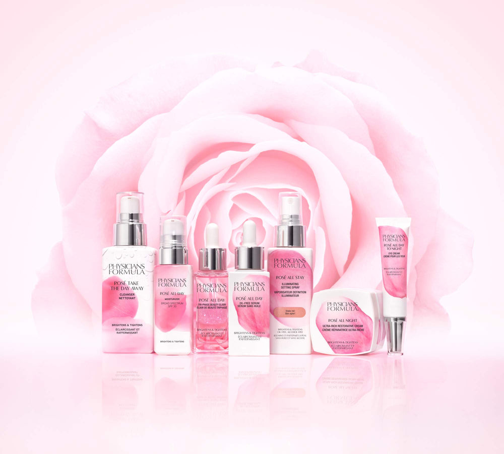 Physicians Formula tightening-peptide glow close-up on radiant skin.