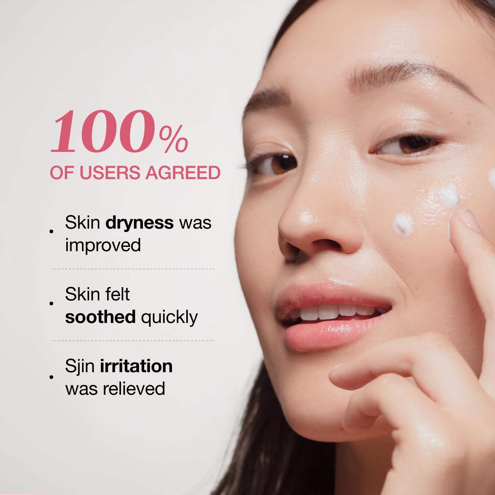 PHYSIOGEL cream applied on the face demonstrates smooth, non-greasy absorption