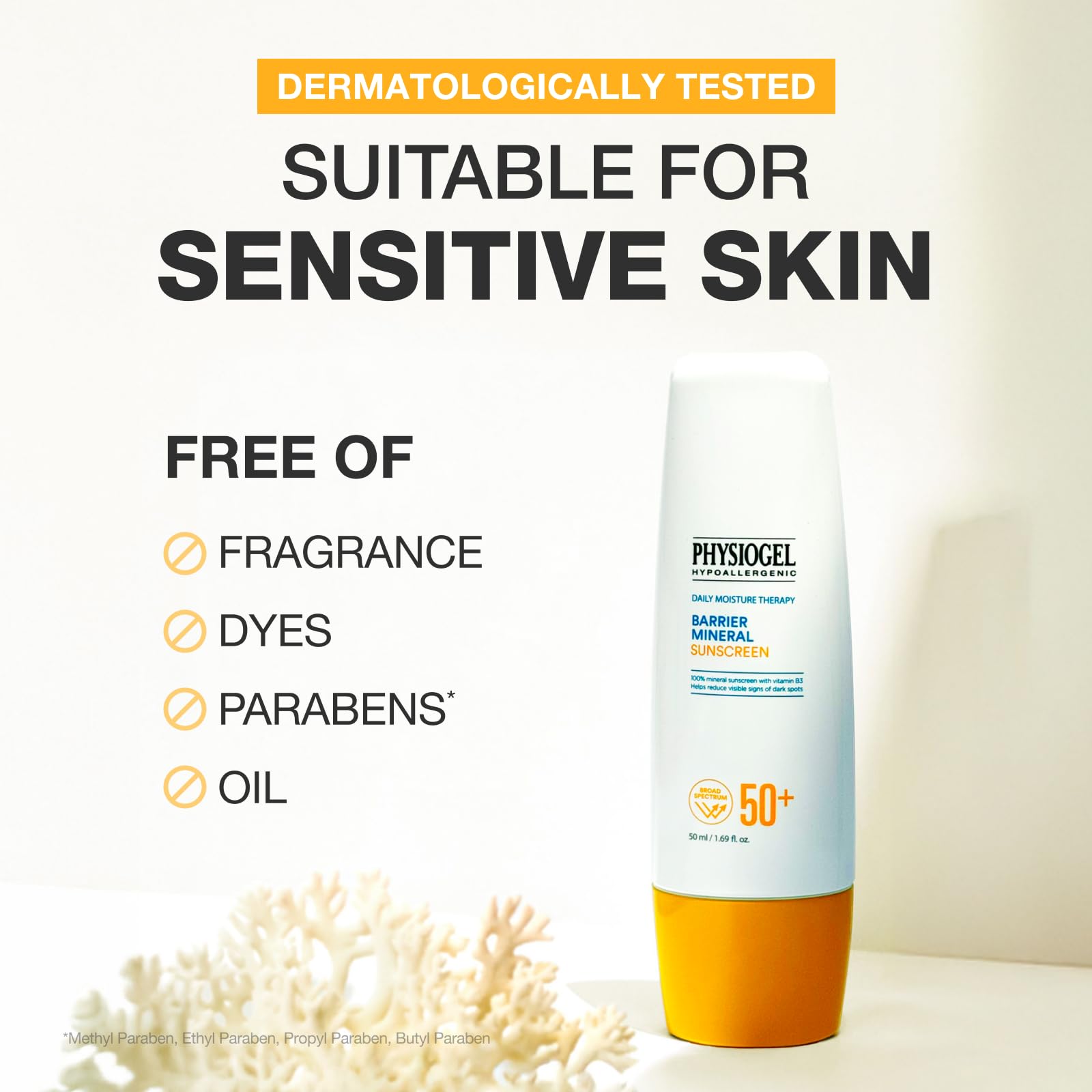 Physiogel SPF 50+ label highlights broad-spectrum protection for daily outdoor use.