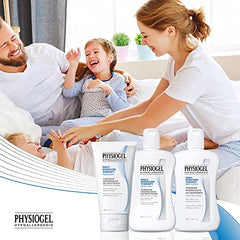 PHYSIOGEL application routine on clean skin illustrating quick absorption.