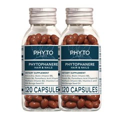 PHYTO Phytophanère bottle promotes healthier-looking hair and stronger nails.