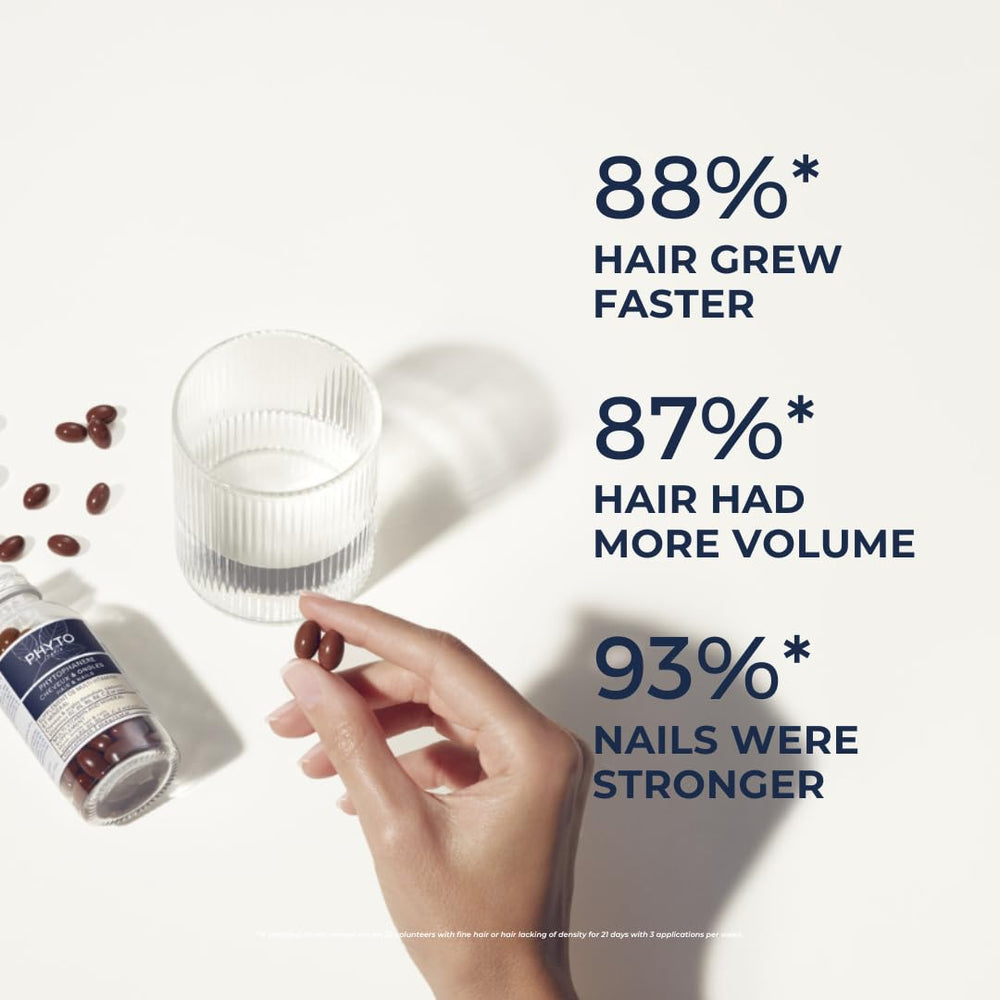 PHYTO Phytophanère ingredient panel close-up reveals vitamins B and C and cystine synergy.