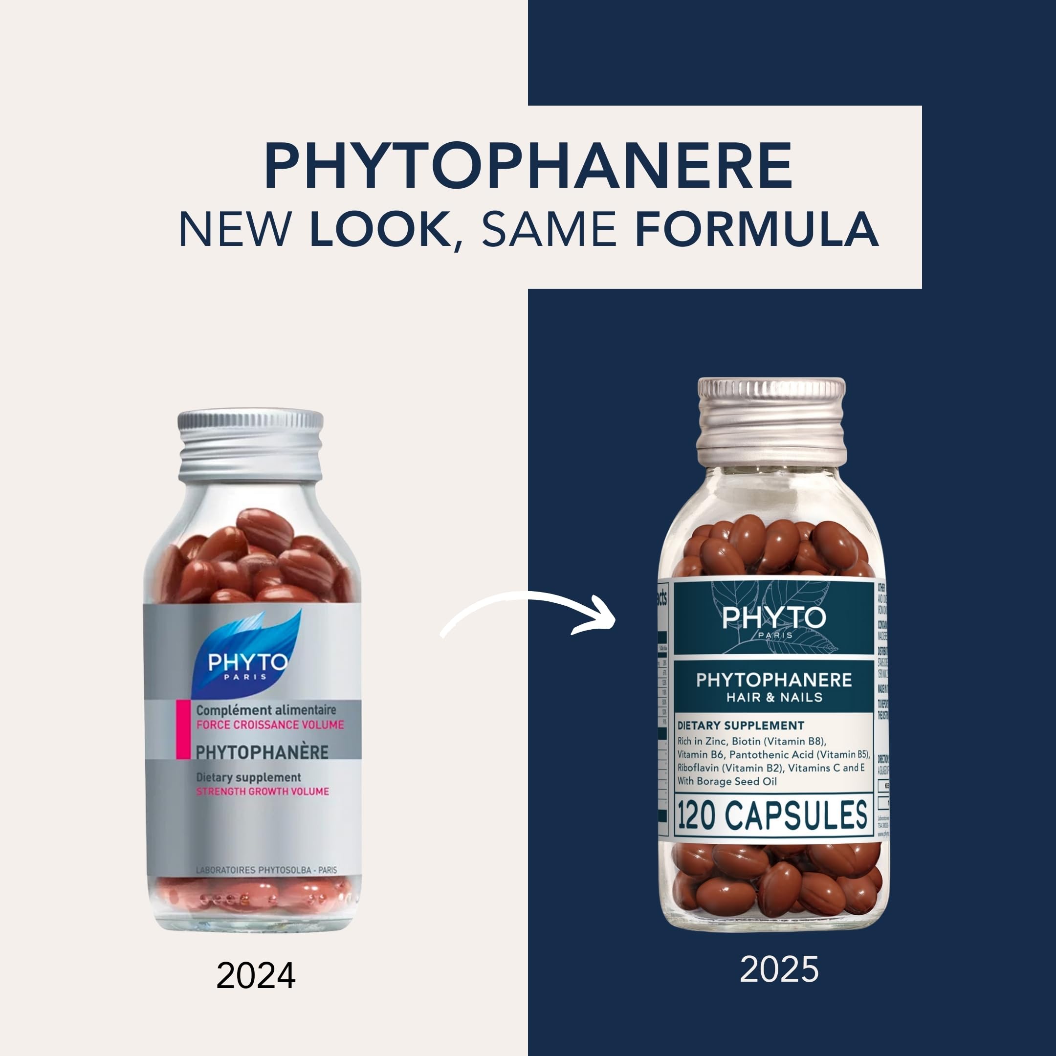 PHYTO Phytophanère packaging on a shelf emphasizes paraben-free and sulfate-free formulation.