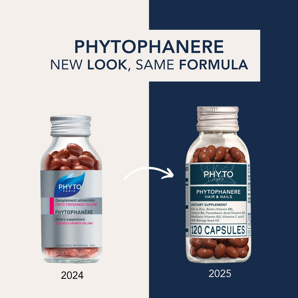 PHYTO Phytophanère packaging on a shelf emphasizes paraben-free and sulfate-free formulation.