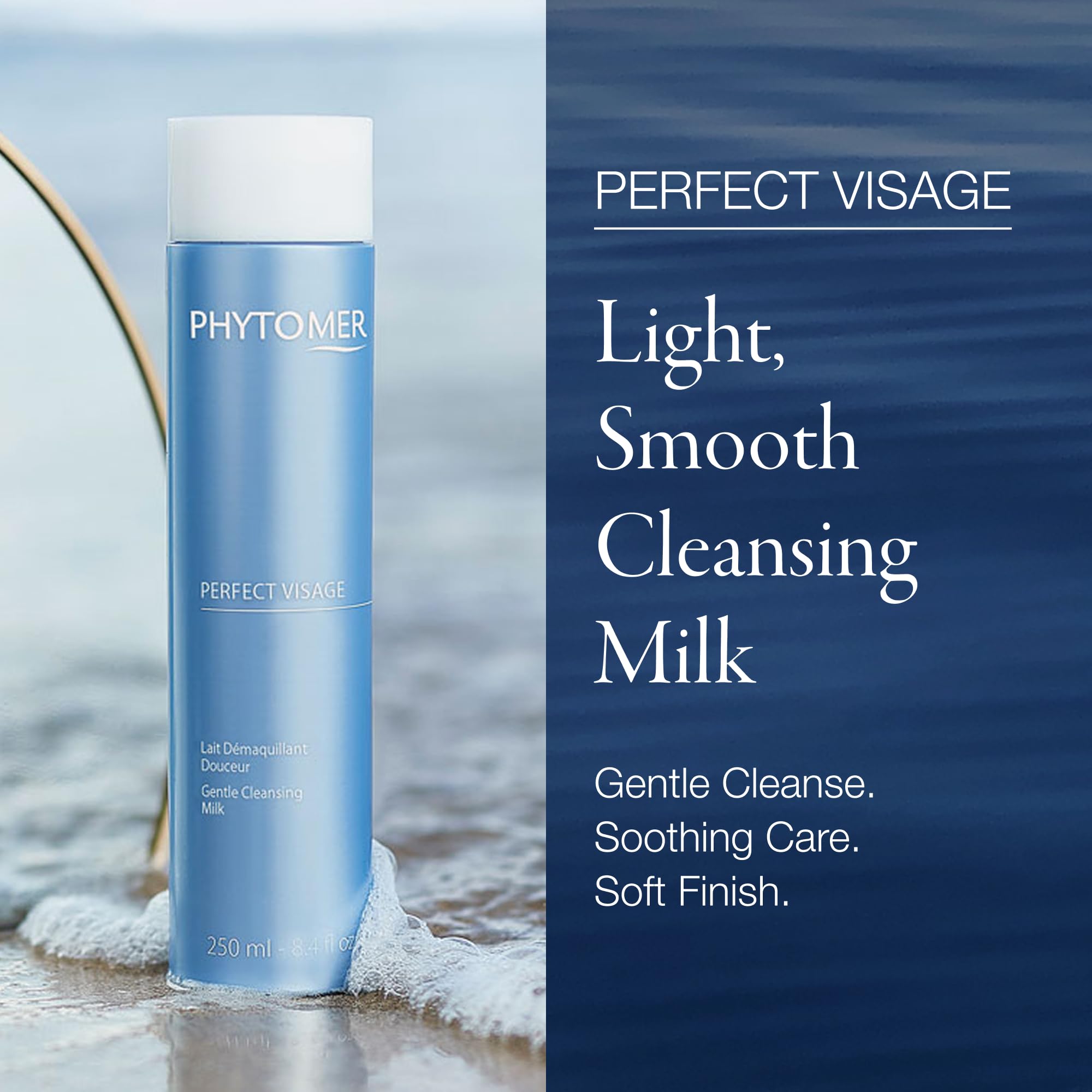 Phytomer Perfect Visage Gentle Cleansing Milk application shows gentle circular cleansing.