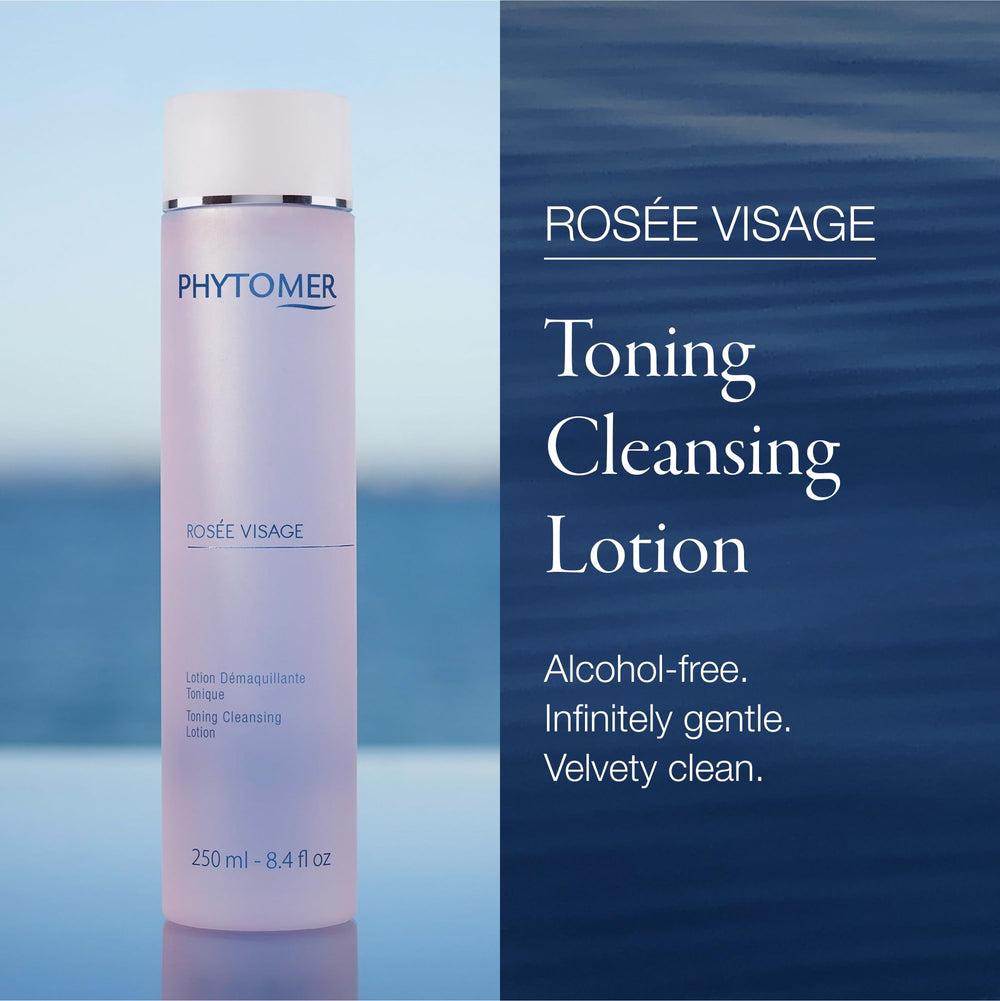 Phytomer Rosee Visage cleansing lotion velvet texture for a smooth, non-greasy finish.