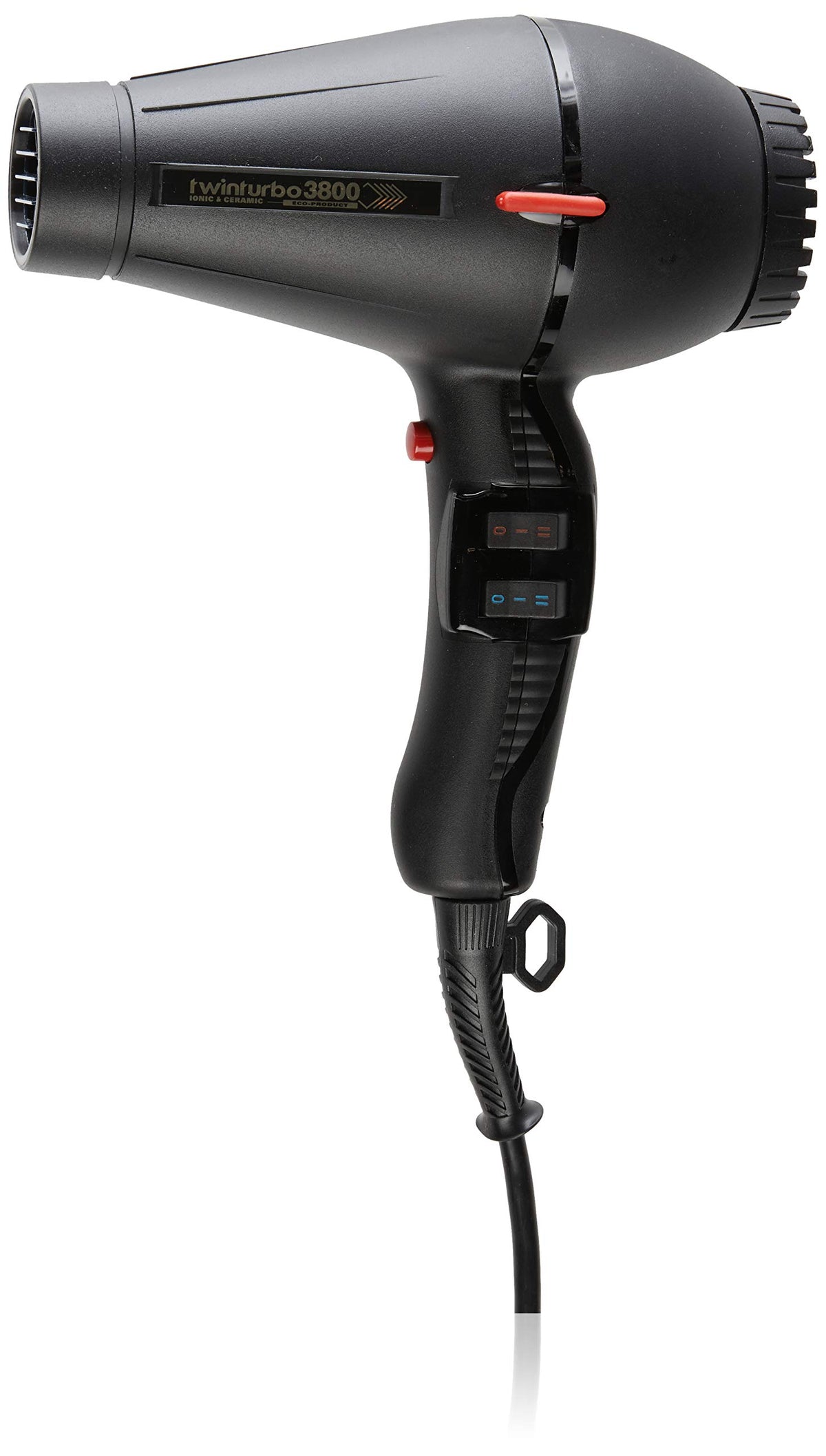 Pibbs Twin Turbo 3800 black front view, delivering fast drying for busy mornings.
