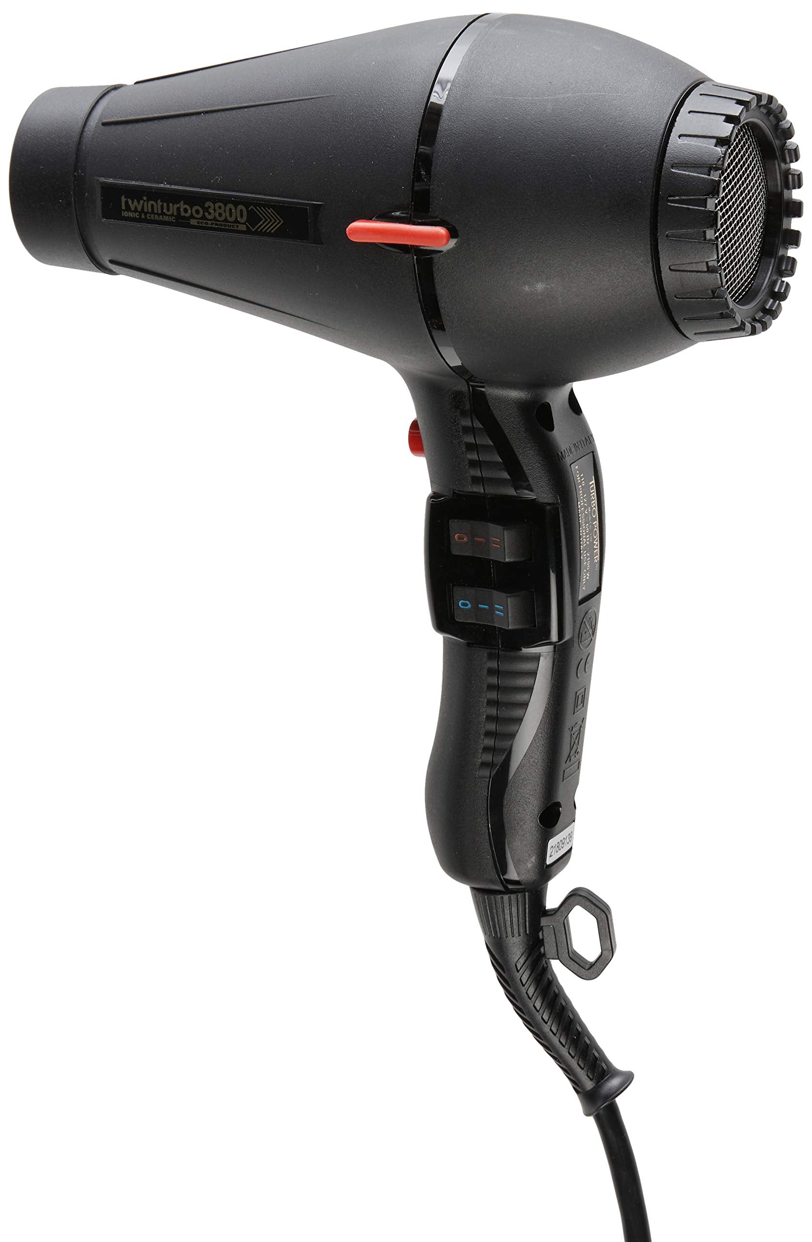 Pibbs Twin Turbo 3800 ionic ceramic technology close-up highlights healthier-looking shine potential.
