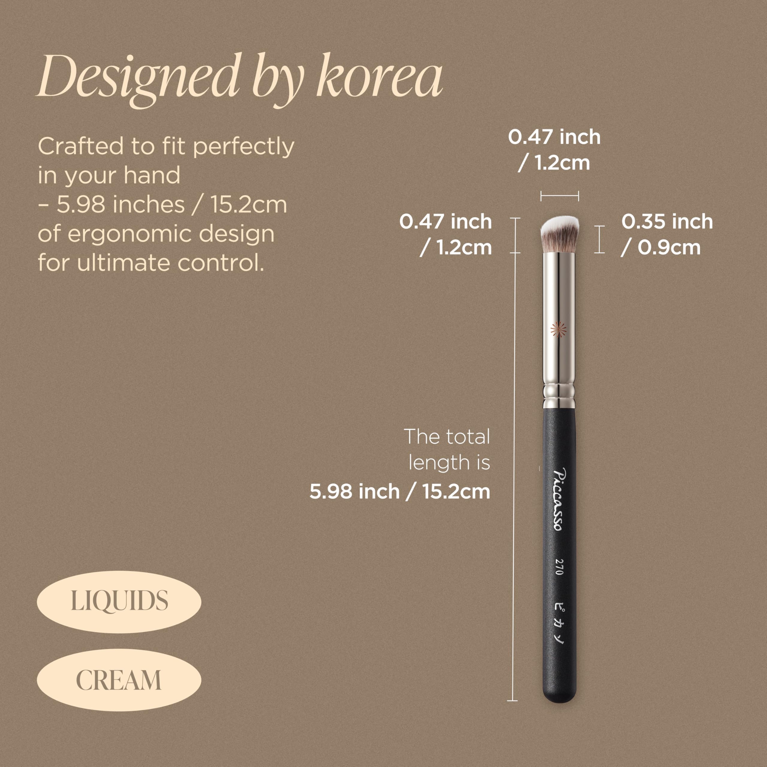 Piccasso 270 soft bristles close-up gentle application for creamy formulas.