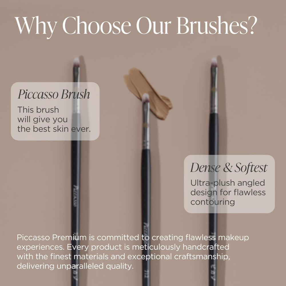 Piccasso 712 concealer brush dense bristles for even application.