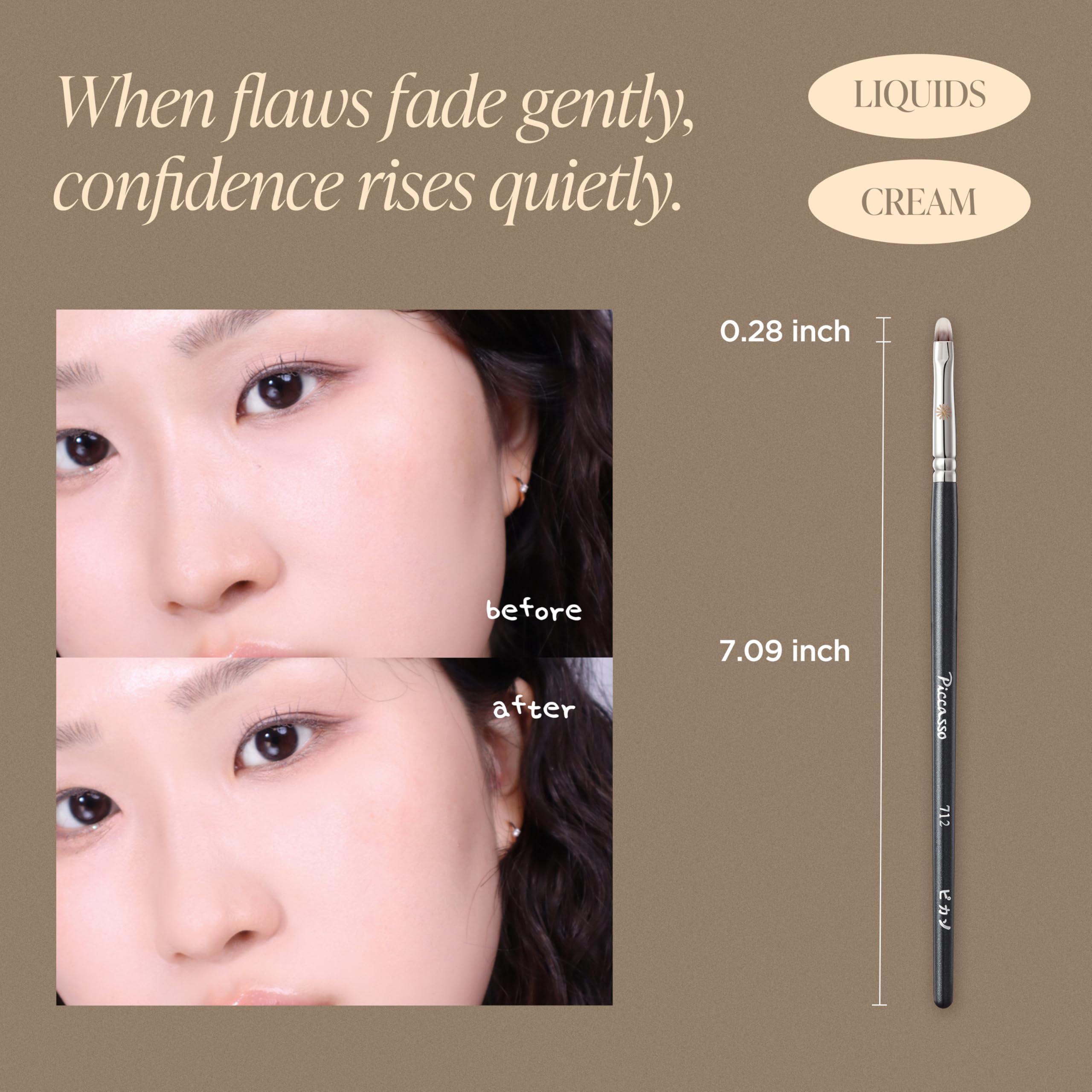 Piccasso 712 concealer brush Korean quality with durable brass joints.