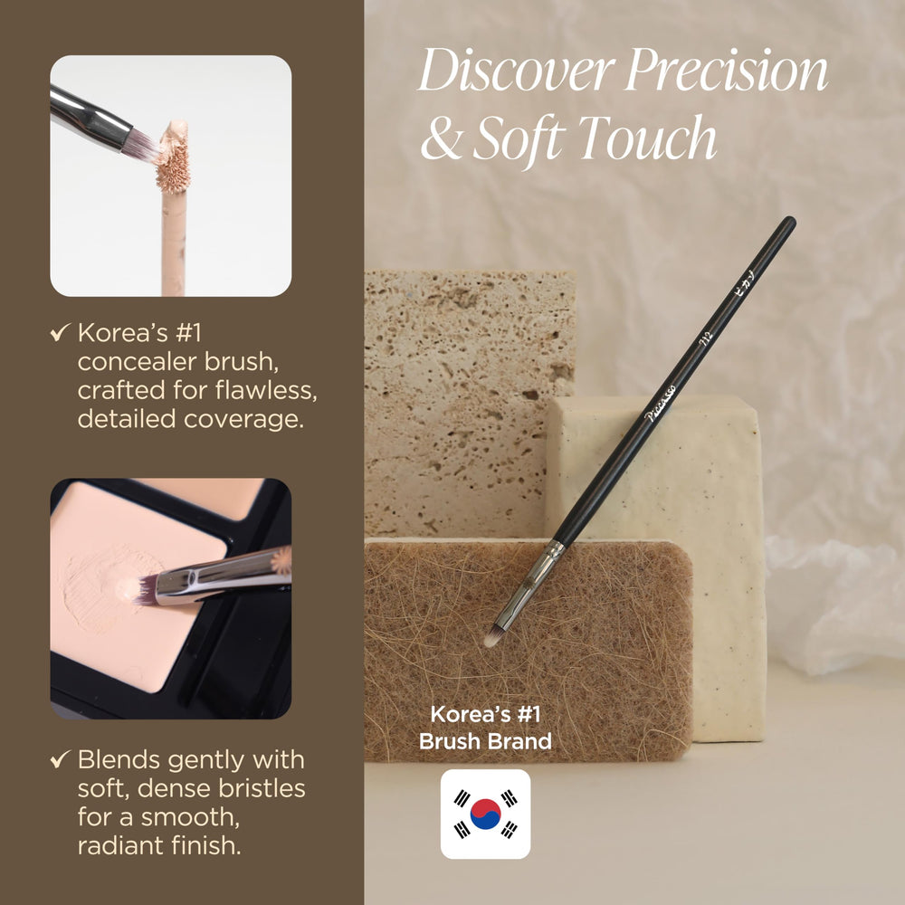 Piccasso 712 concealer brush under-eye area for smooth blending.