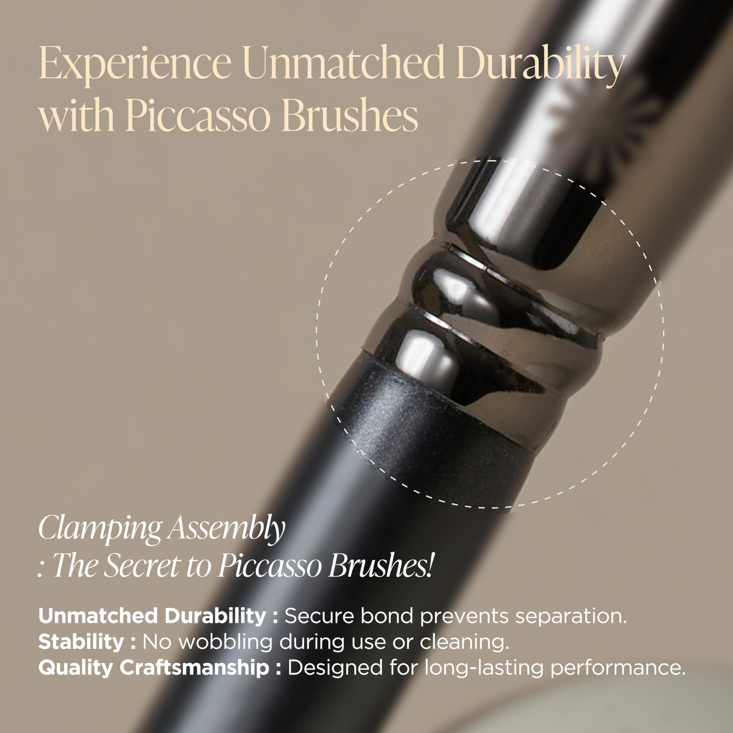 Piccasso 717 non-slip wooden handle detail for steady grip during use