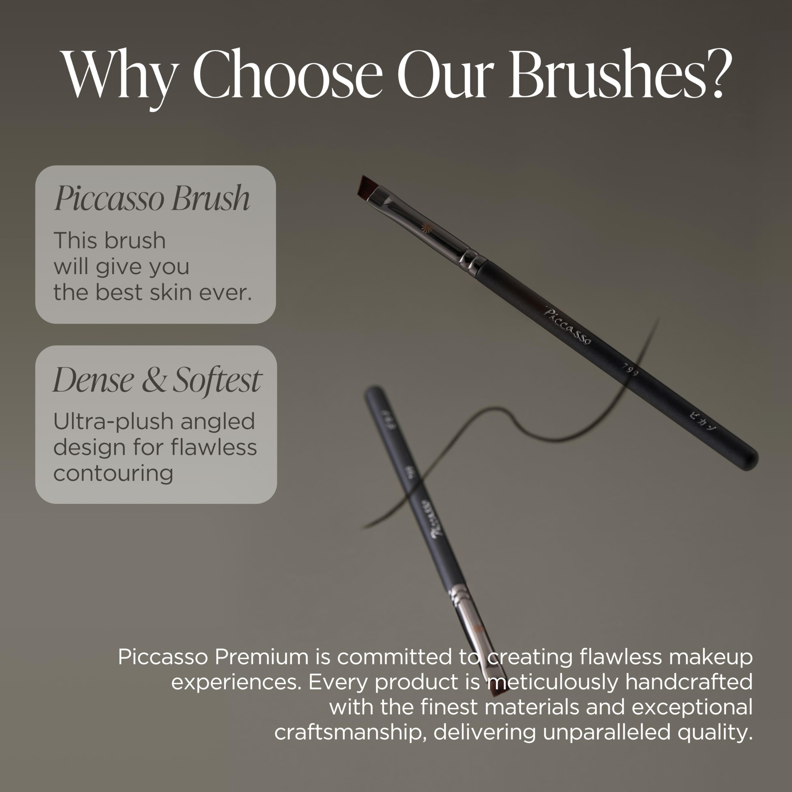 Piccasso 798 flat brush ensures controlled product pickup and clean lines.
