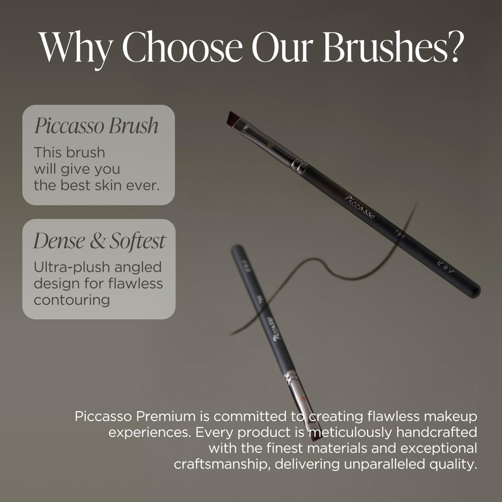 Piccasso 798 flat brush ensures controlled product pickup and clean lines.