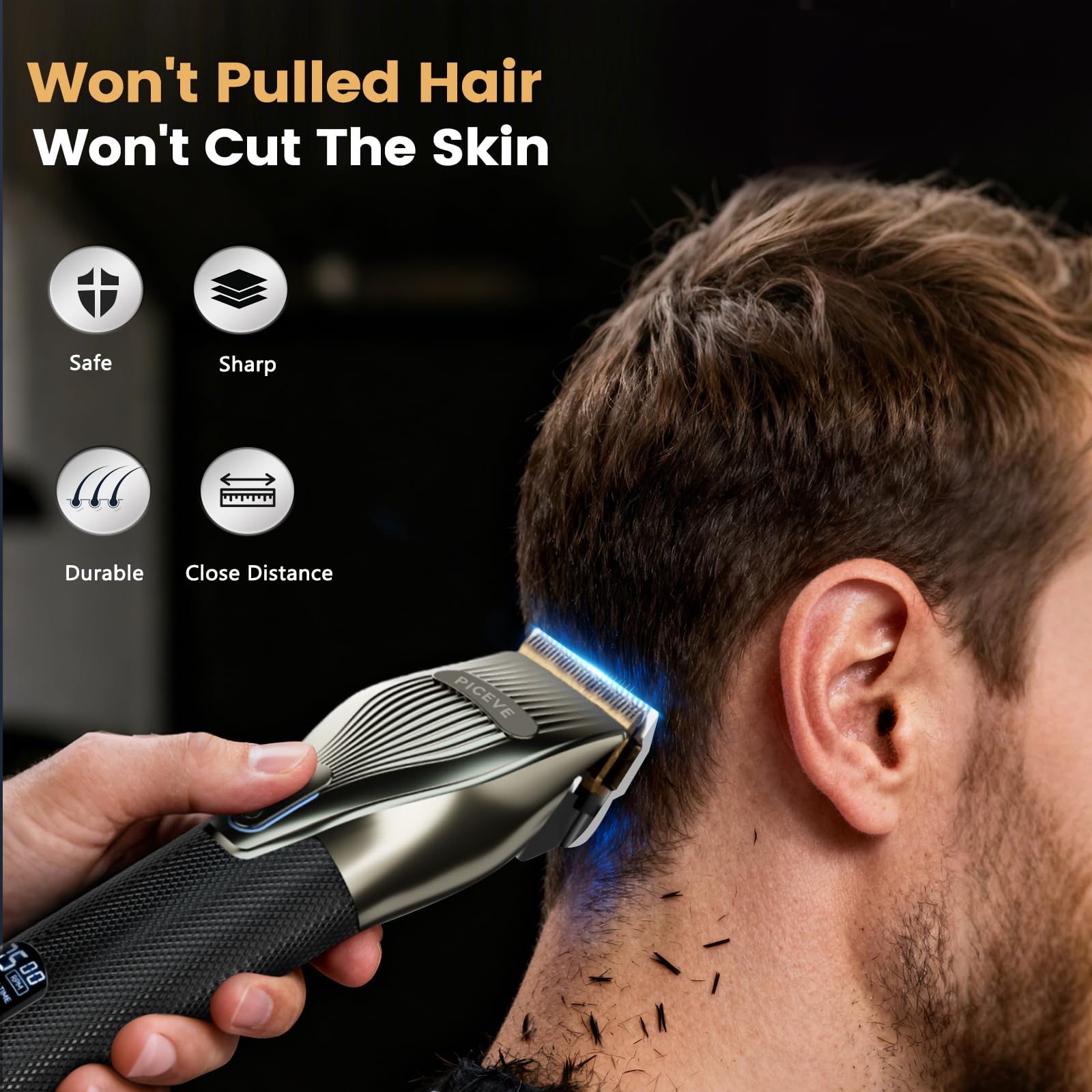 Piceve hair trimmer blade close-up highlights precision trimming
